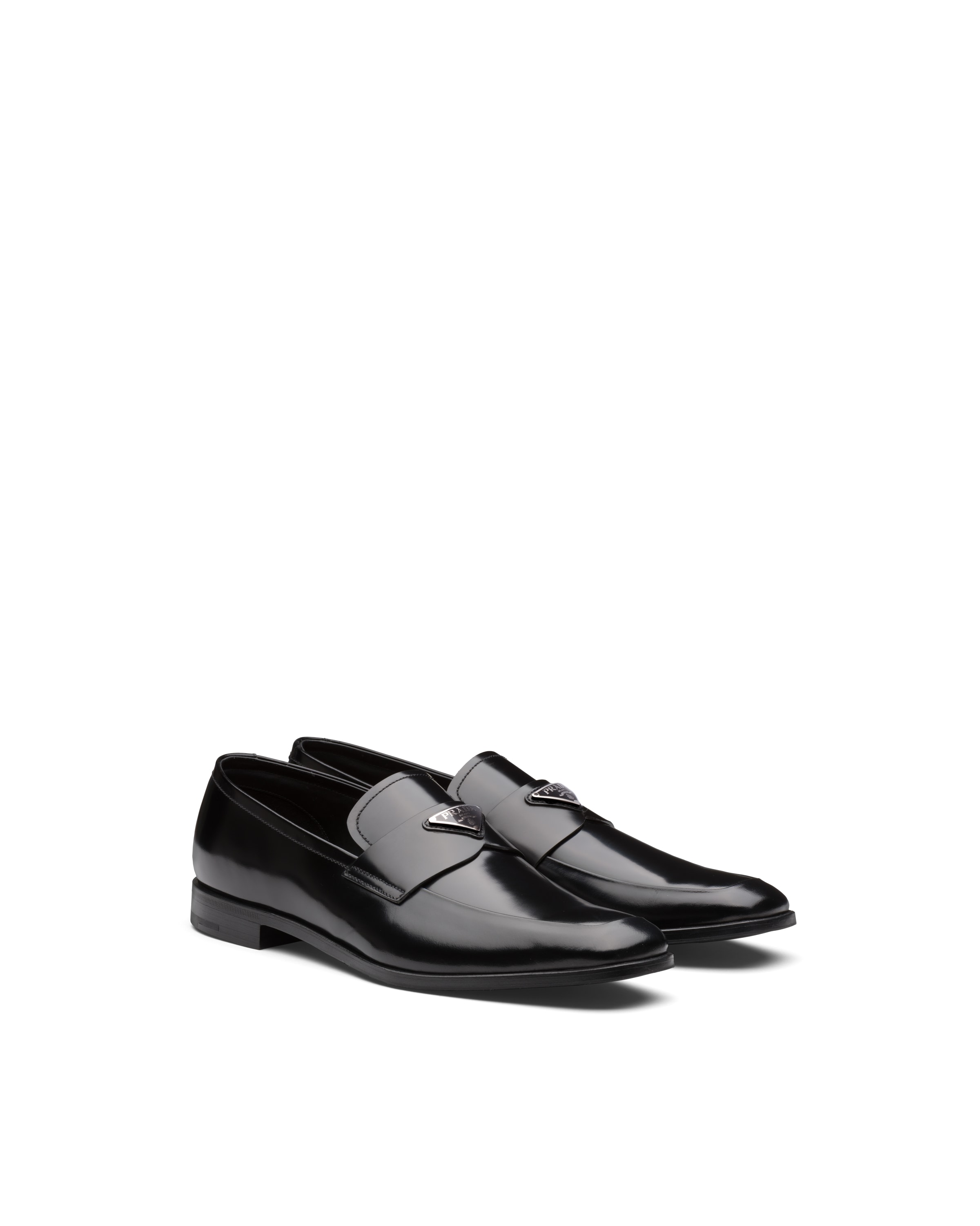 Black Brushed leather loafers | Prada