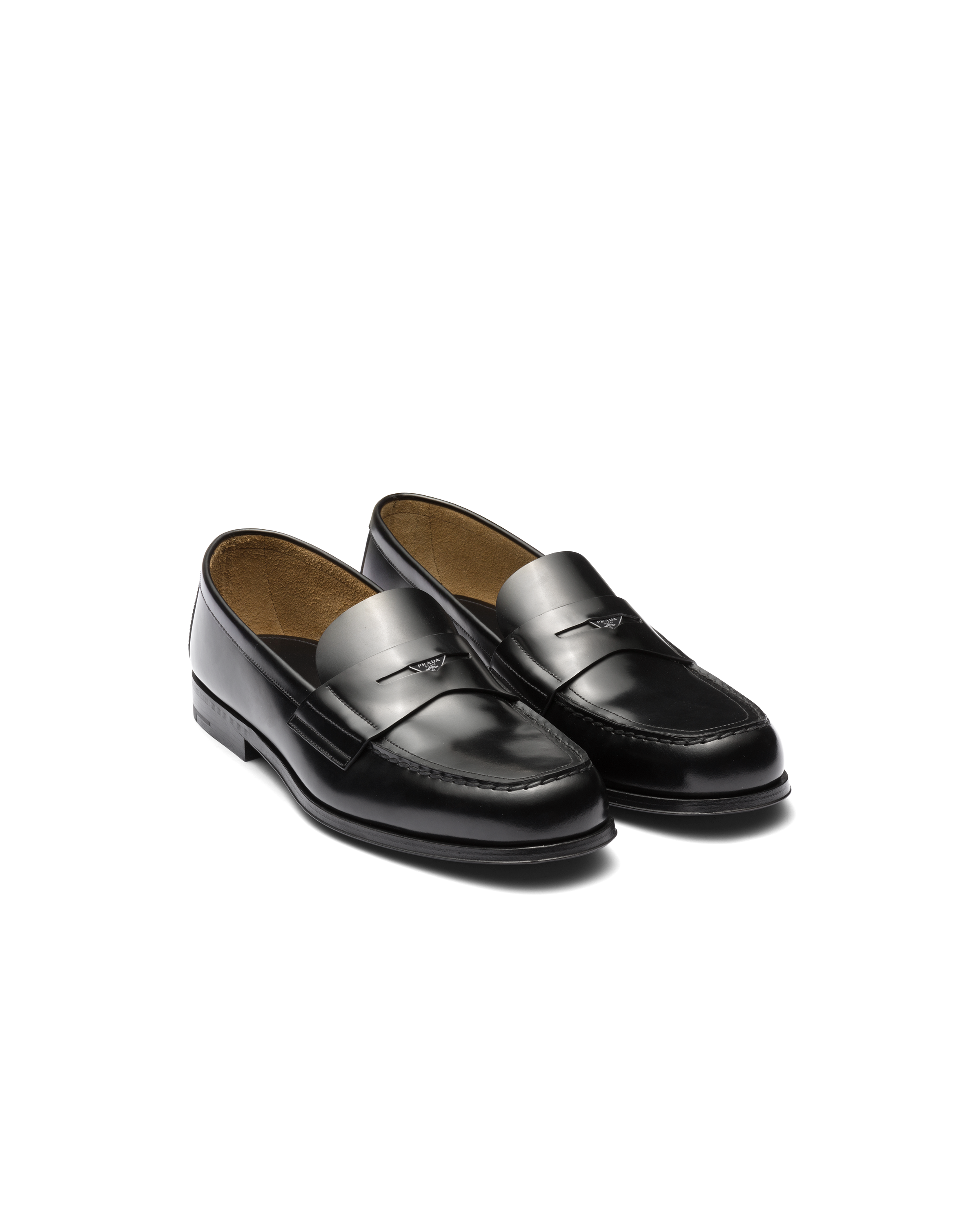 Prada Men's Leather Loafers In Black