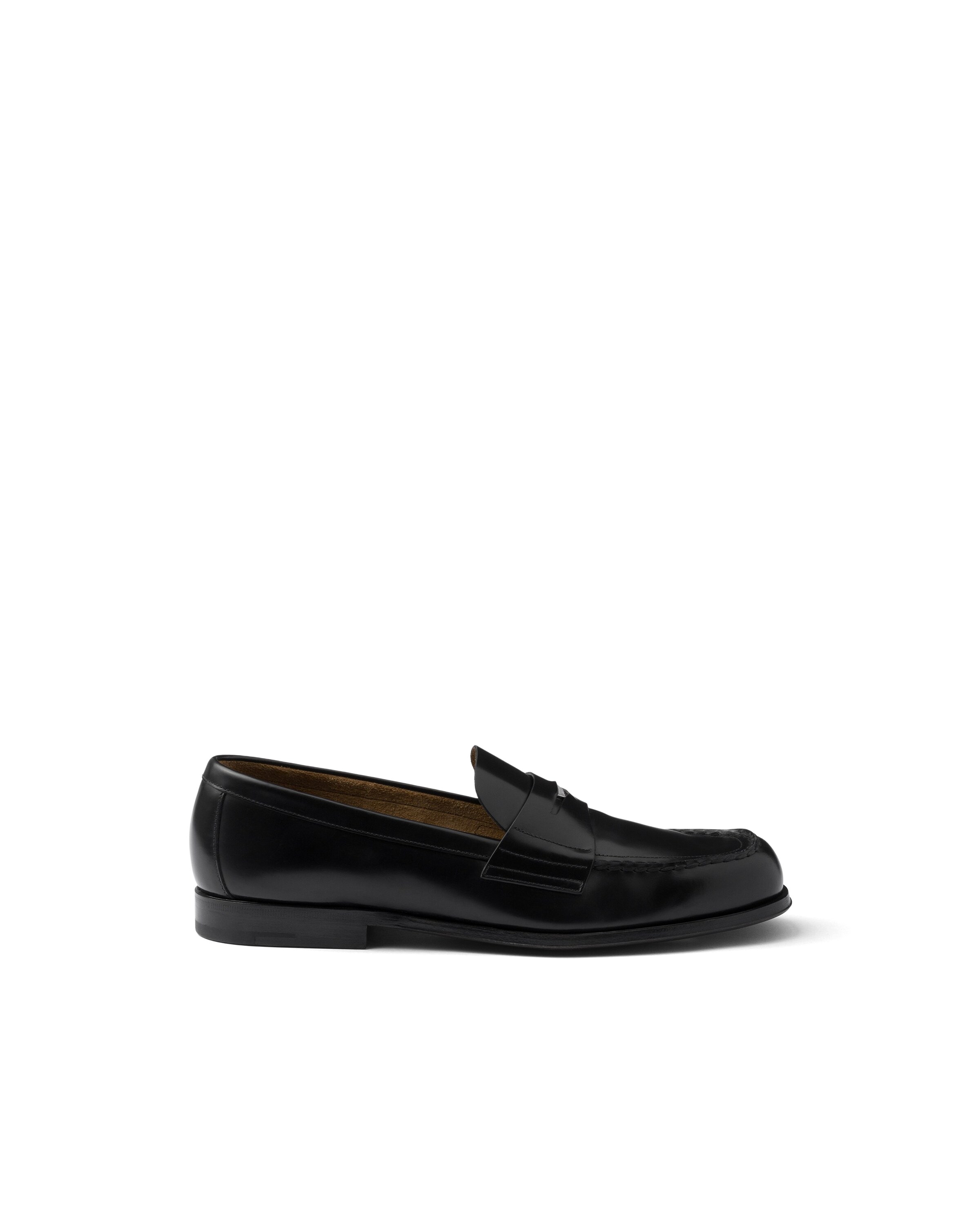 Prada Brushed Leather Loafers In Black