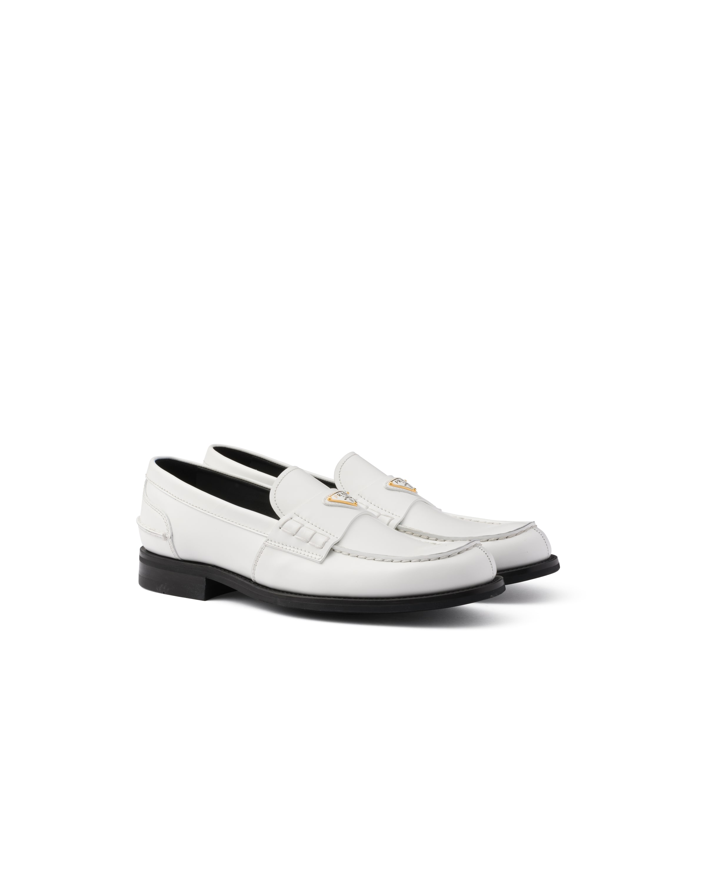 Prada Loafer Aus Gebürstetem Leder, Herren, Weiss, Größe 11