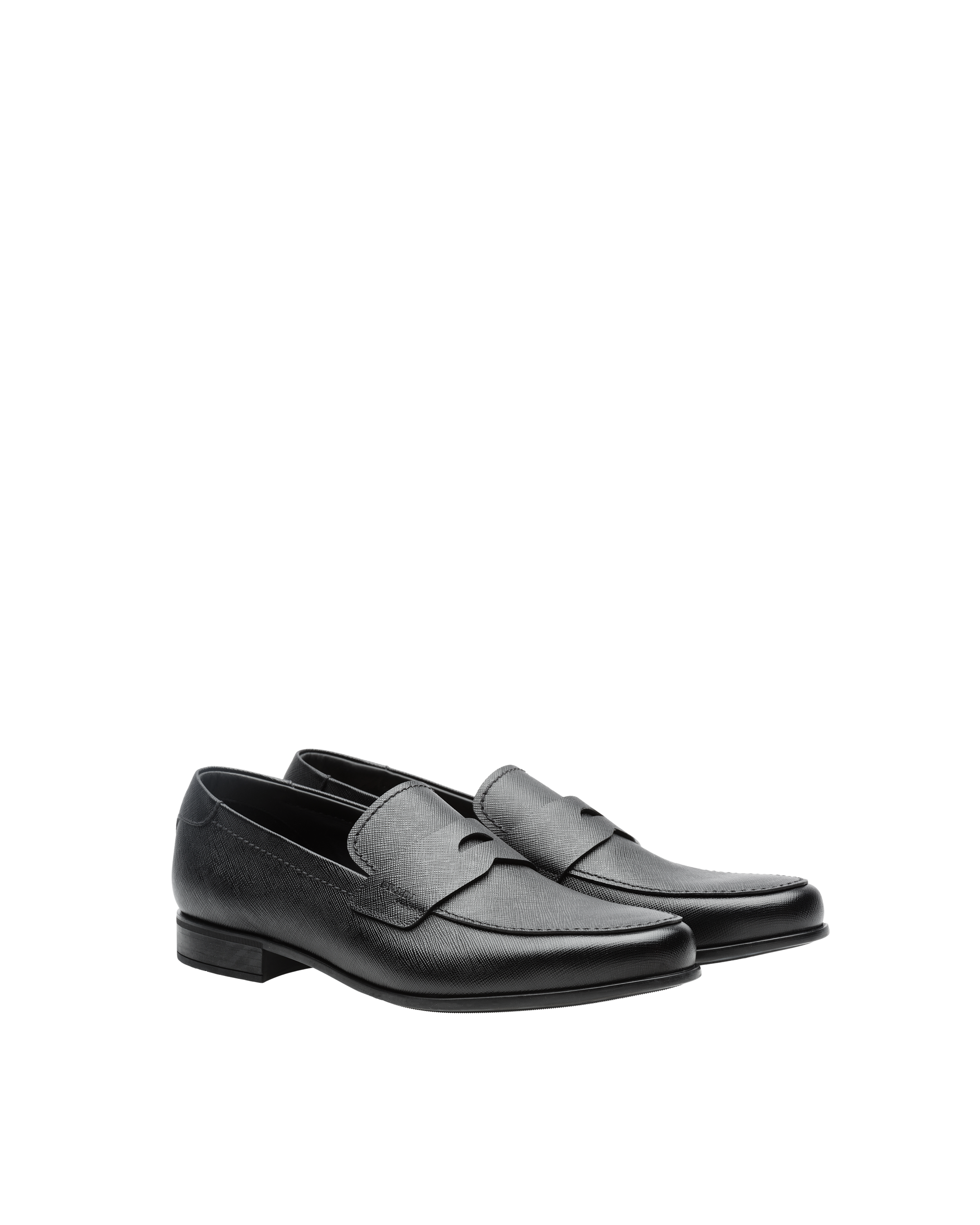 Mens prada saffiano leather loafers. AUTHENTIC Prada Black Textured Penny loafers Saffiano Leather Loafer  main image 4