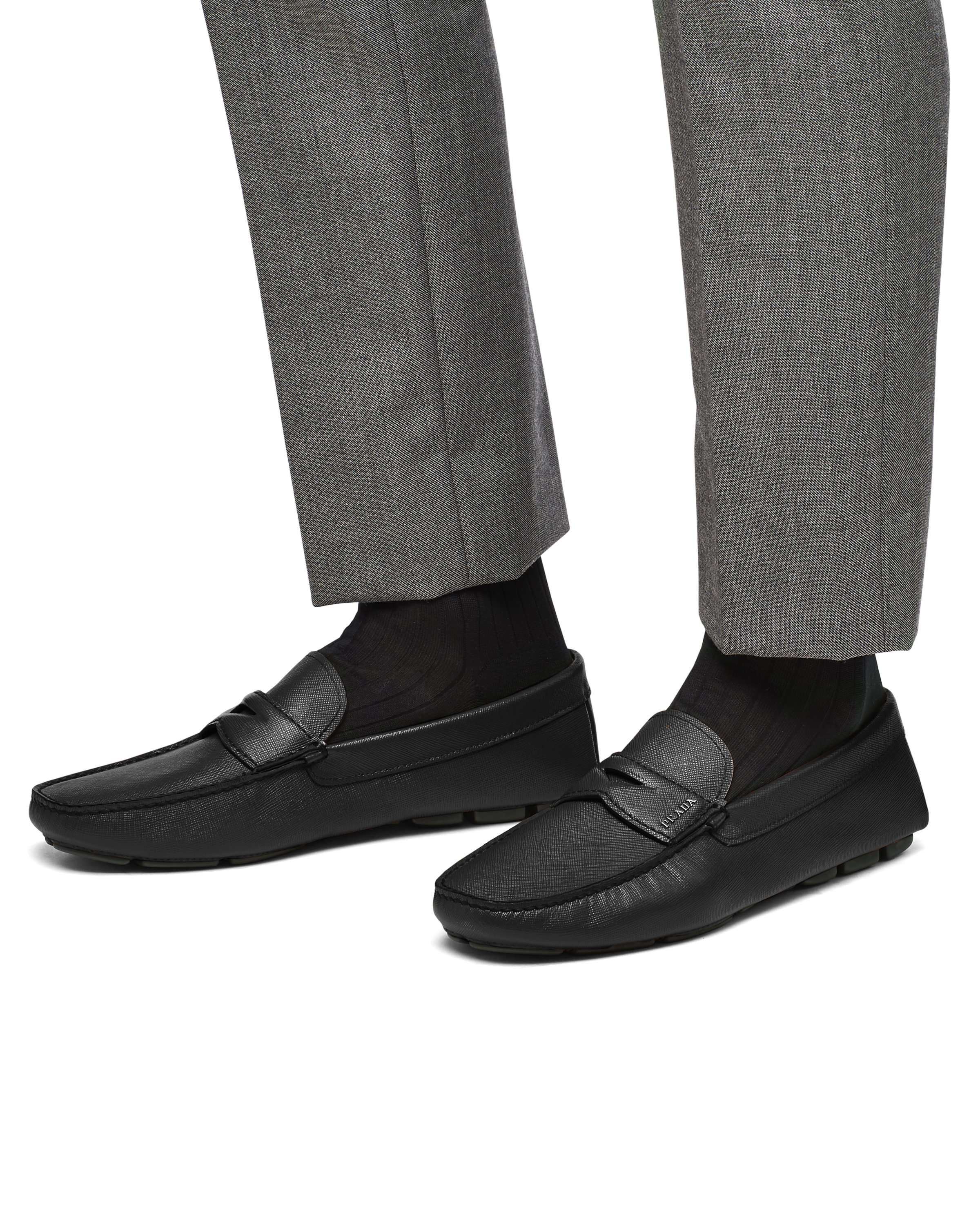 Saffiano leather loafers clearance