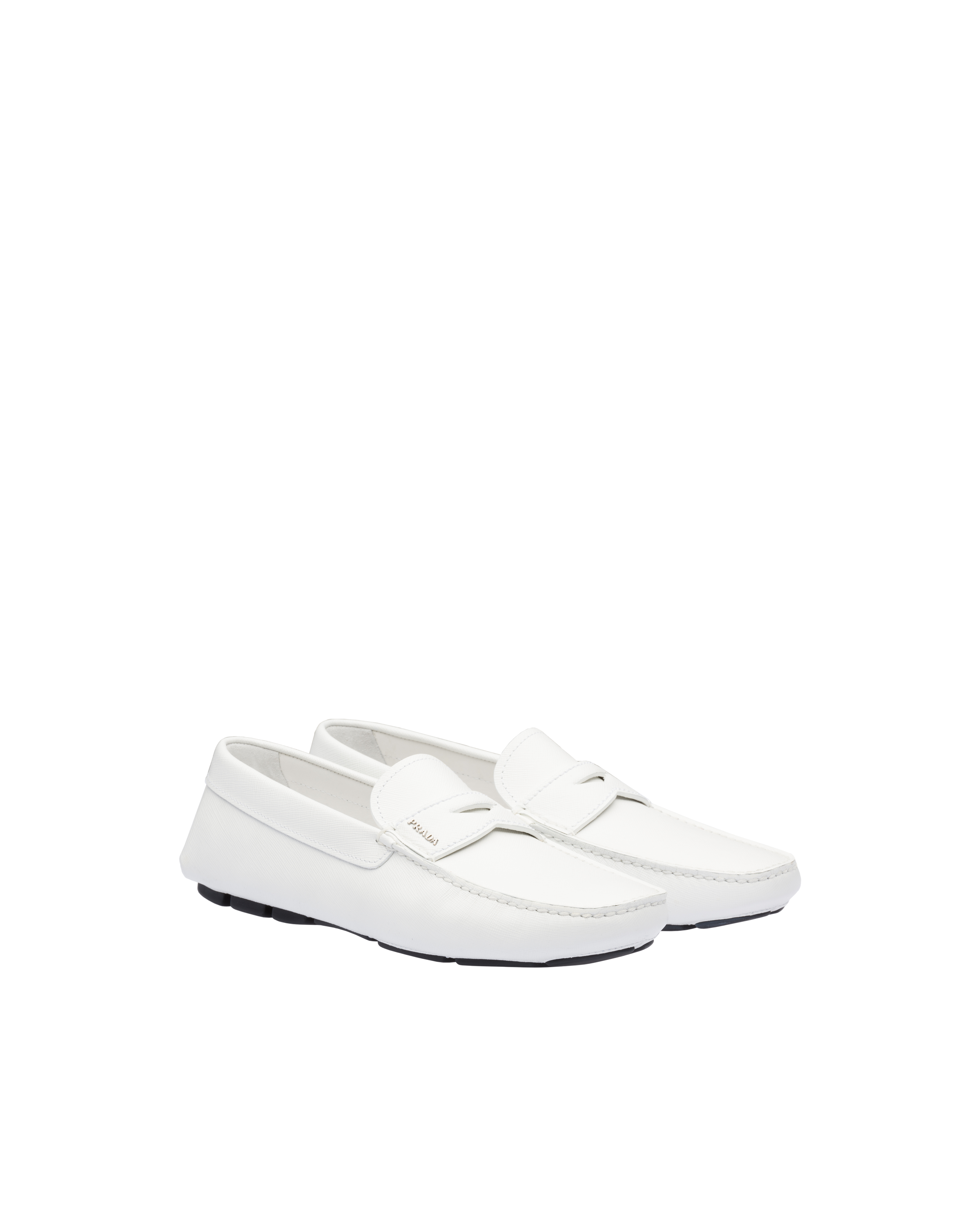 white prada loafers