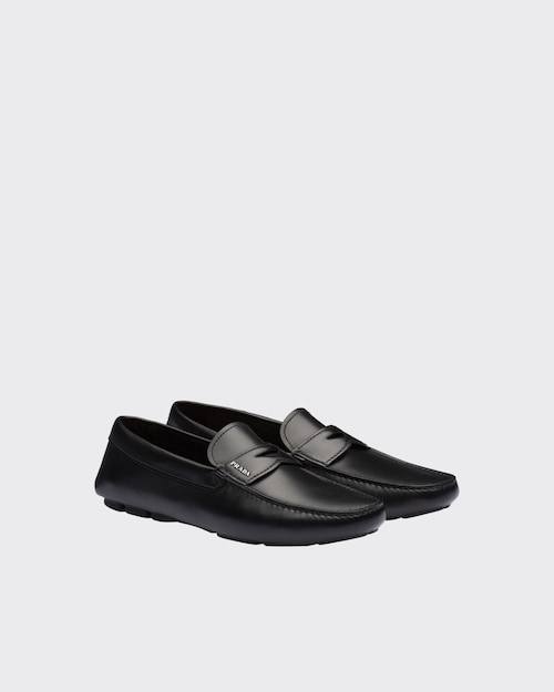 Black Leather driving shoes | Prada