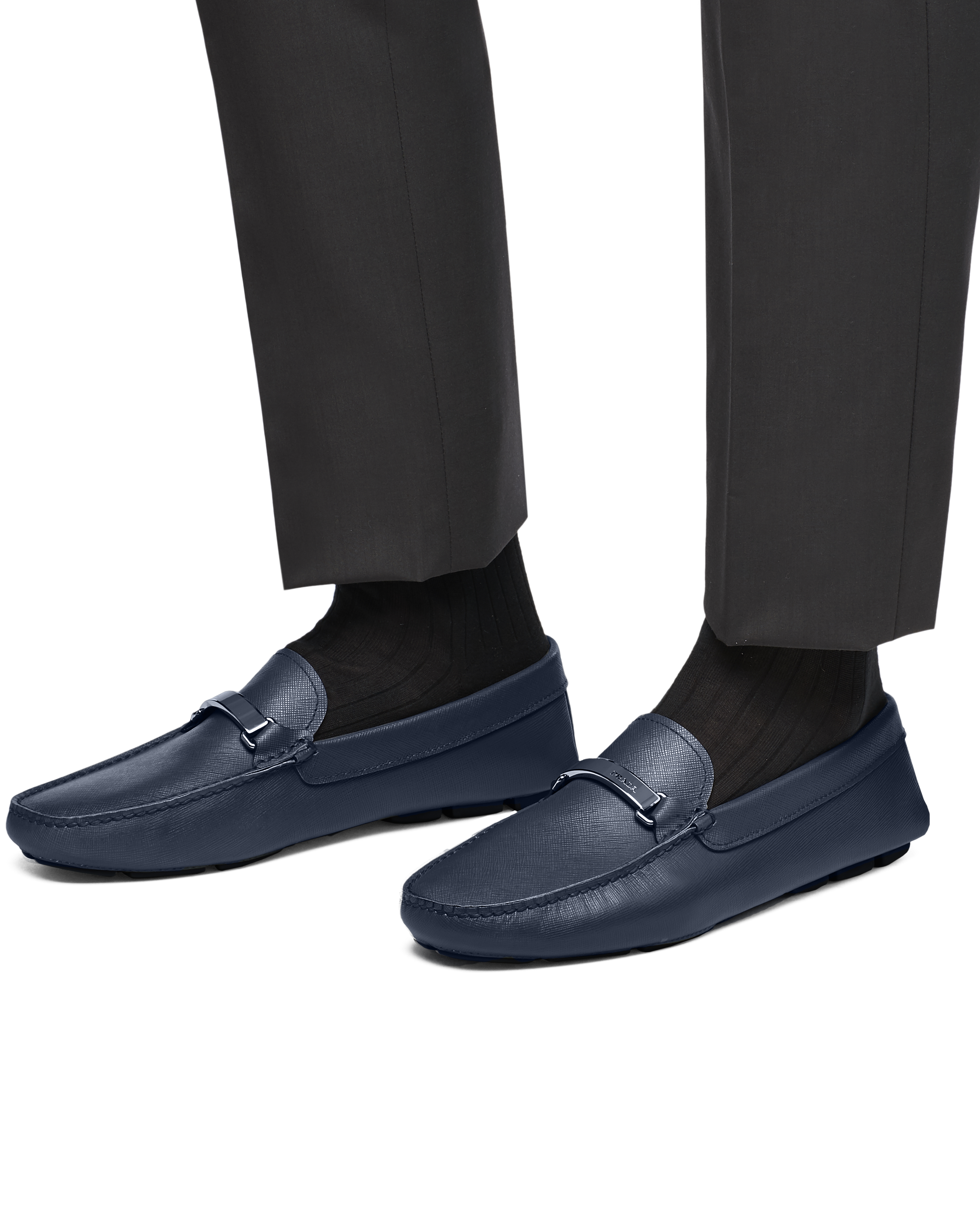 prada blue loafers