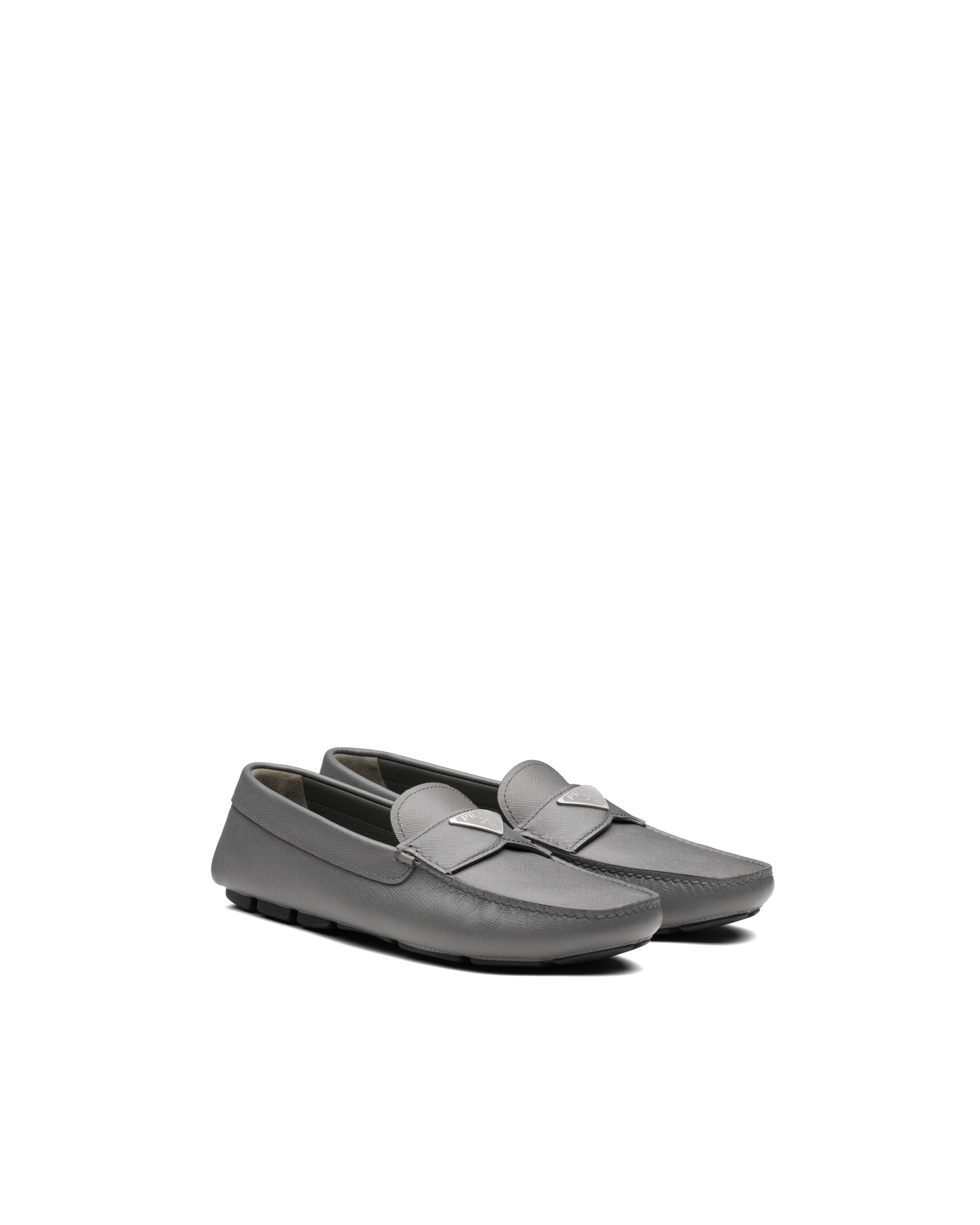 Marble Gray Saffiano leather loafers Prada