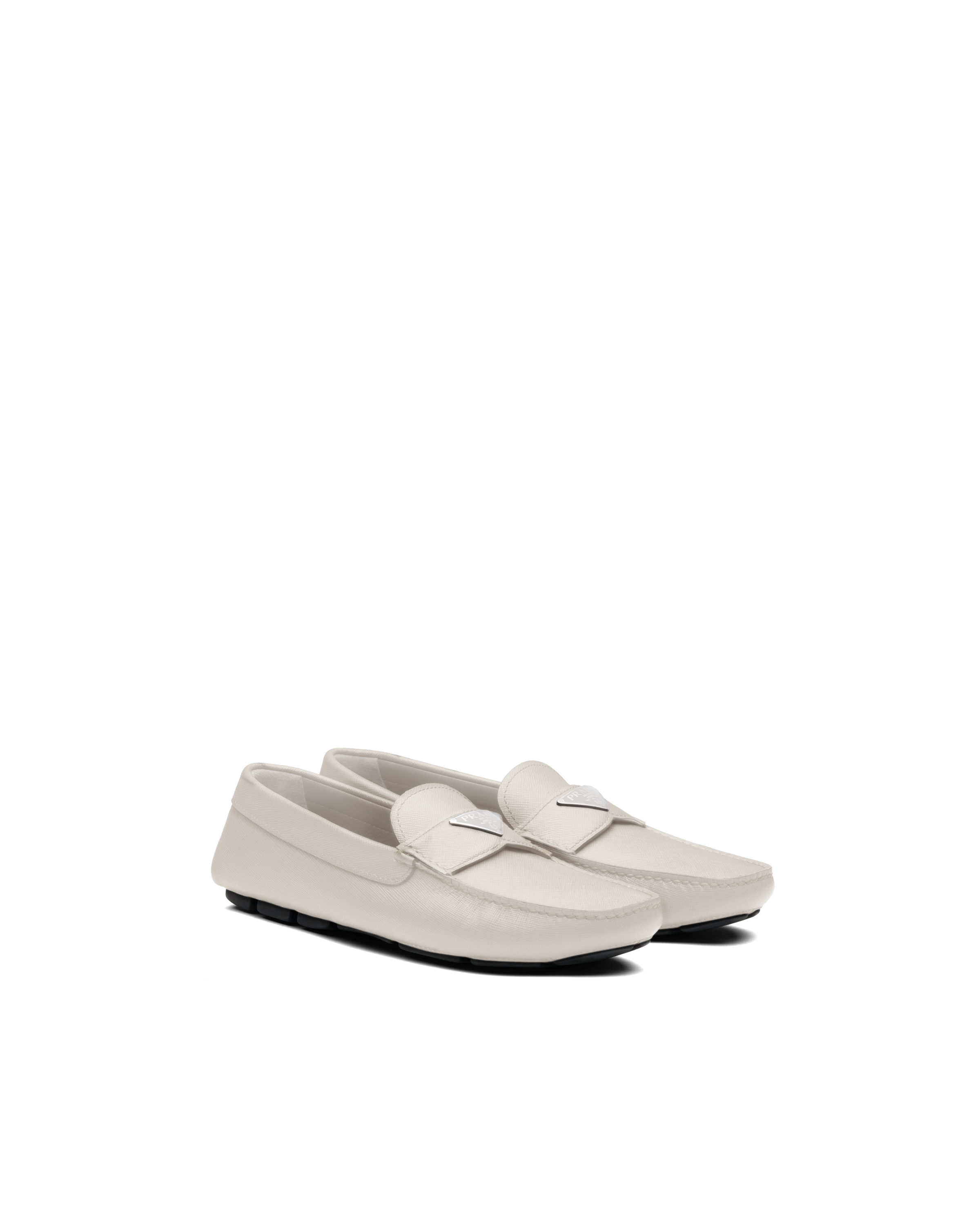 white prada loafers