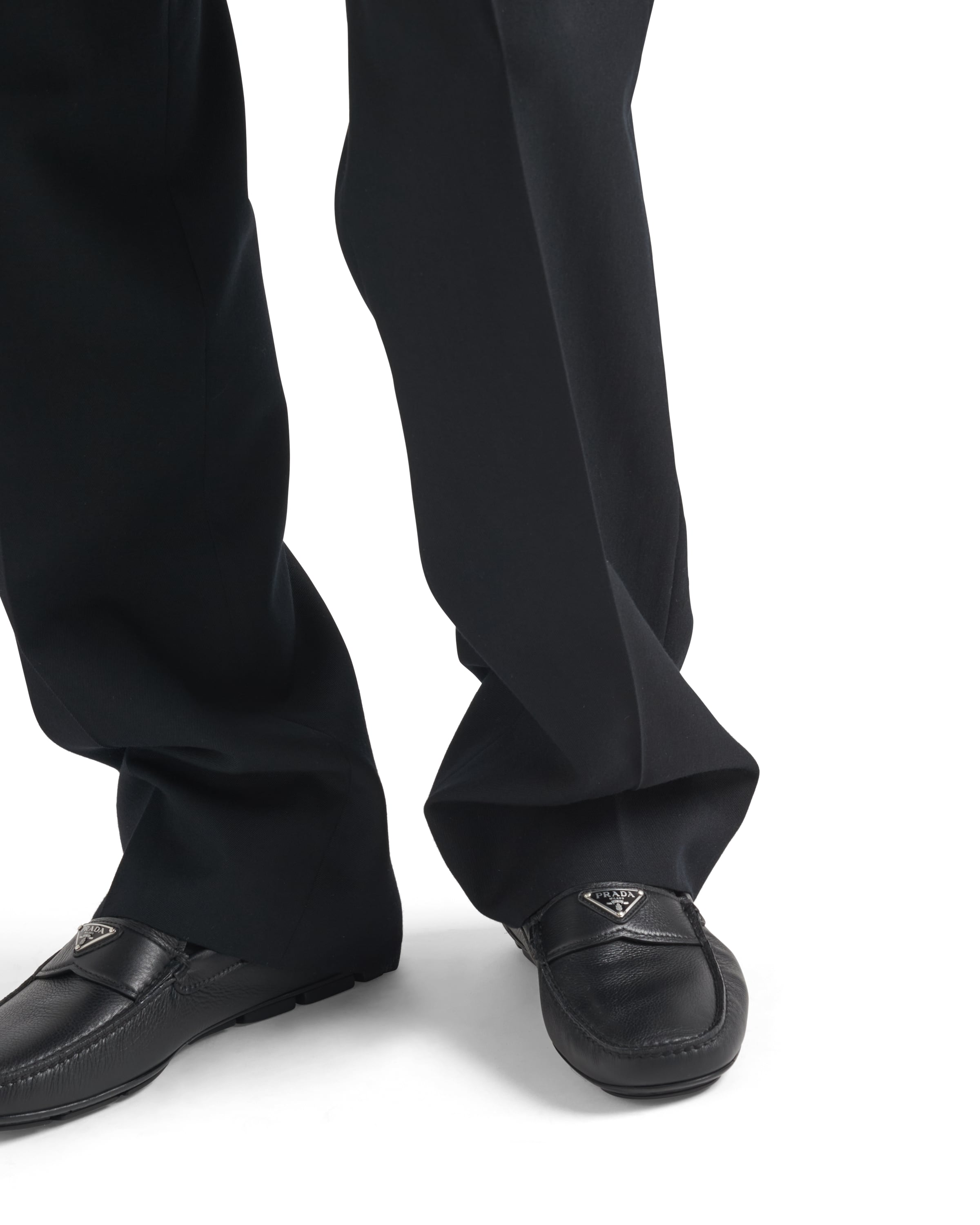 Prada Black Leather Loafers In Black