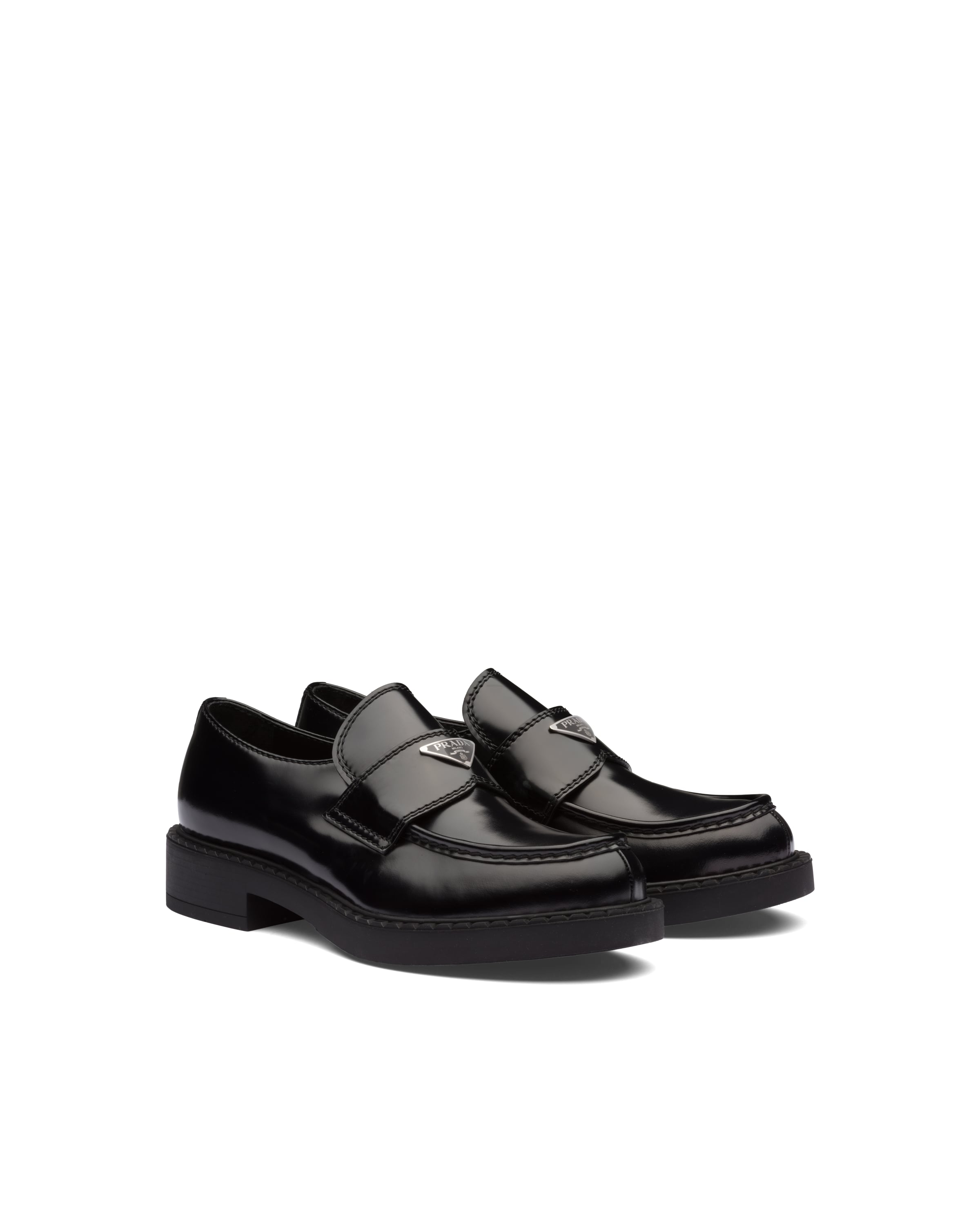 Prada Chocolate Mokassins Aus Gebürstetem Leder, Herren, Schwarz, Größe 13