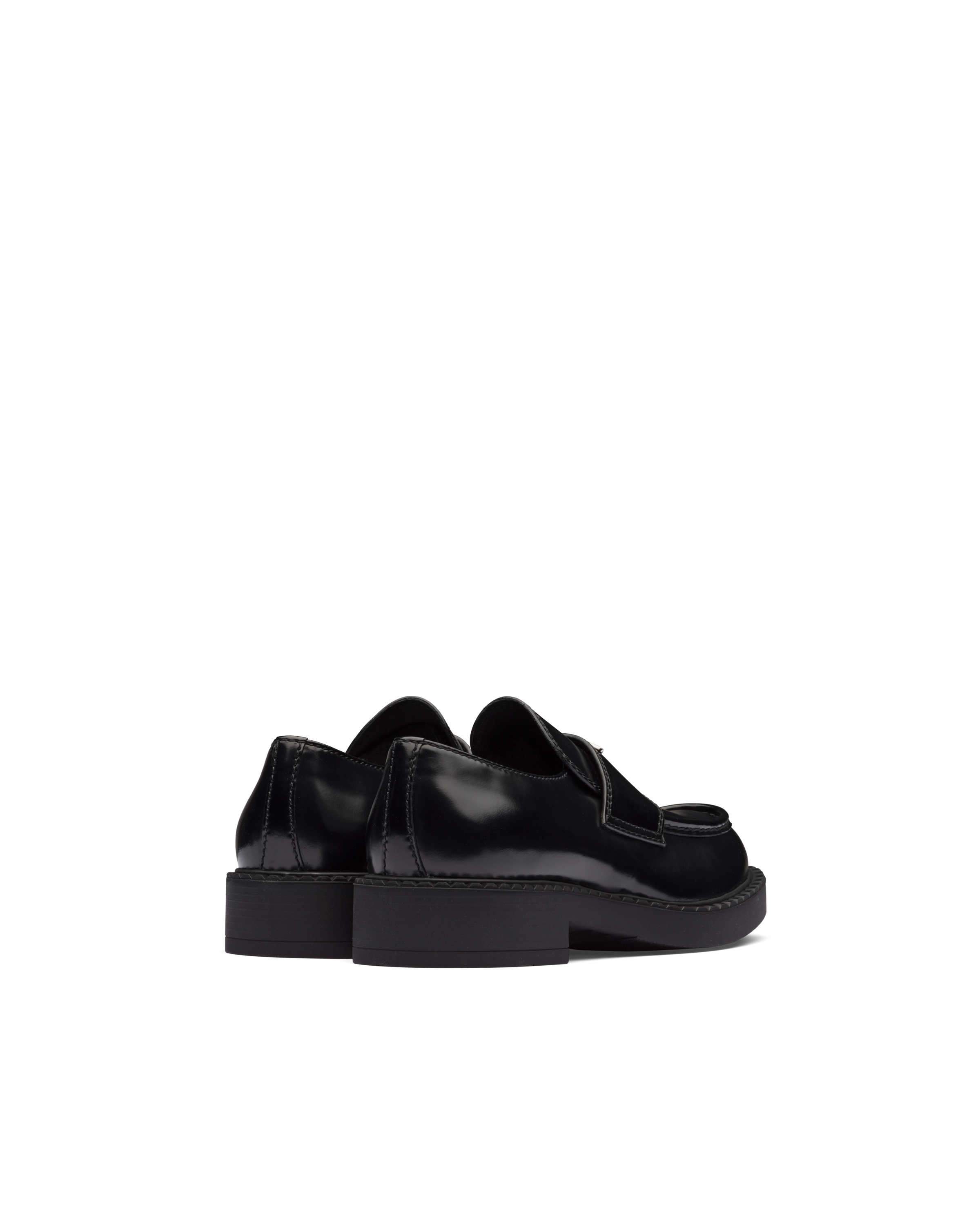 PRA SCHOCOLATE BRUSHED LOAFERS GLOSSY SILVER CALFSKIN