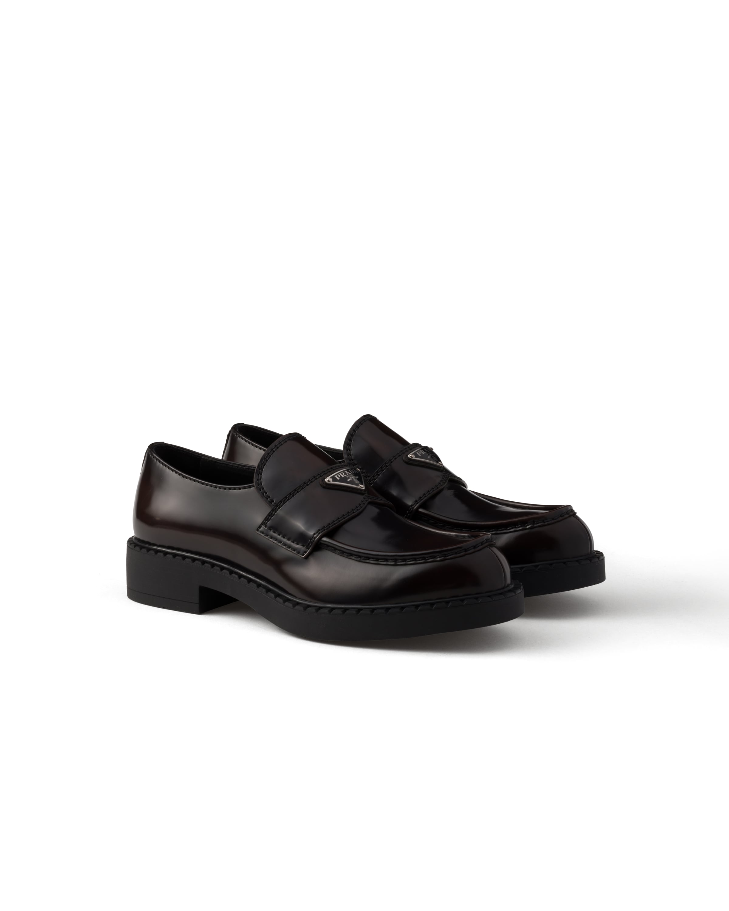 Prada Triangle-logo Slip-on Loafers In Black