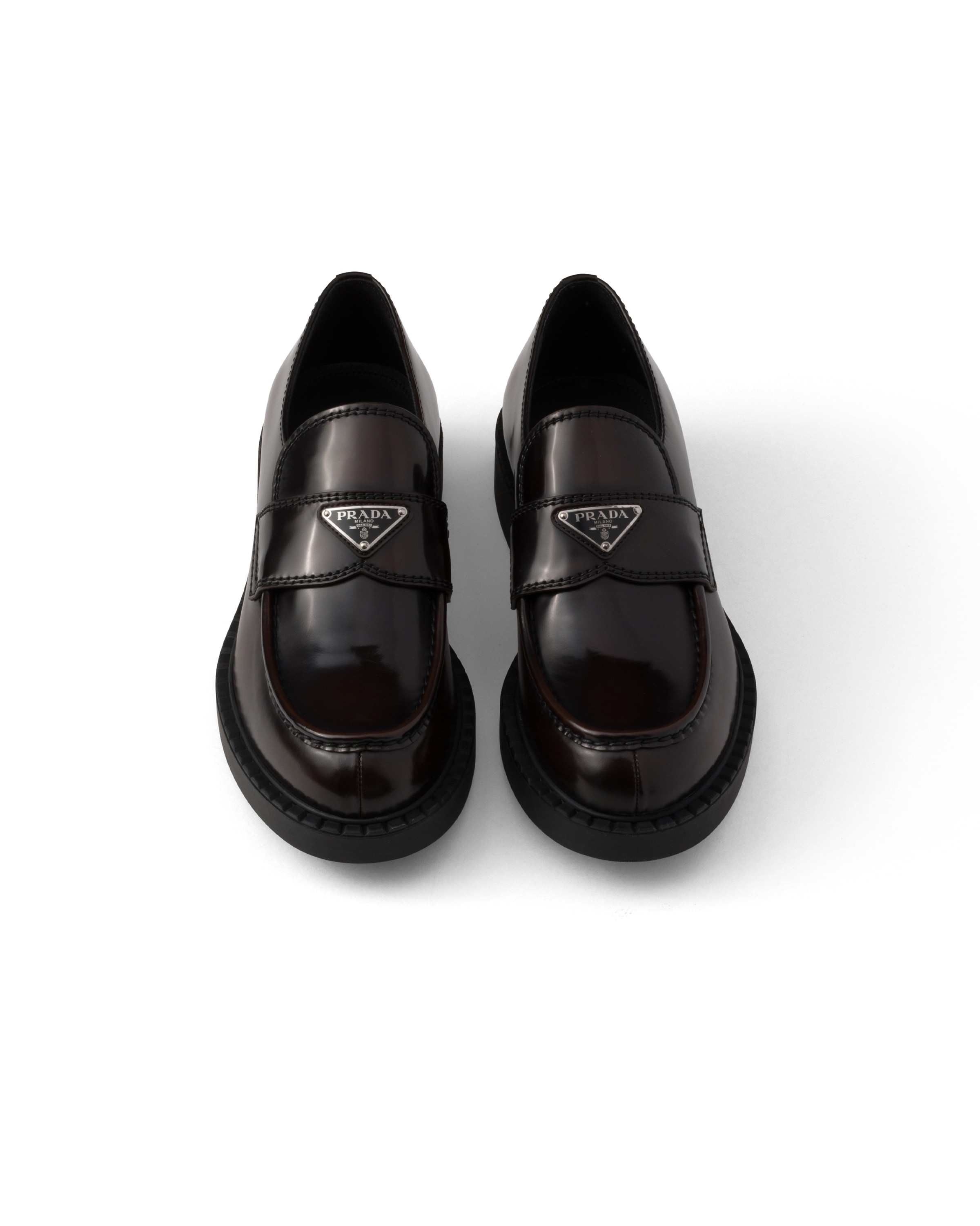 Prada Triangle-logo Slip-on Loafers In Black