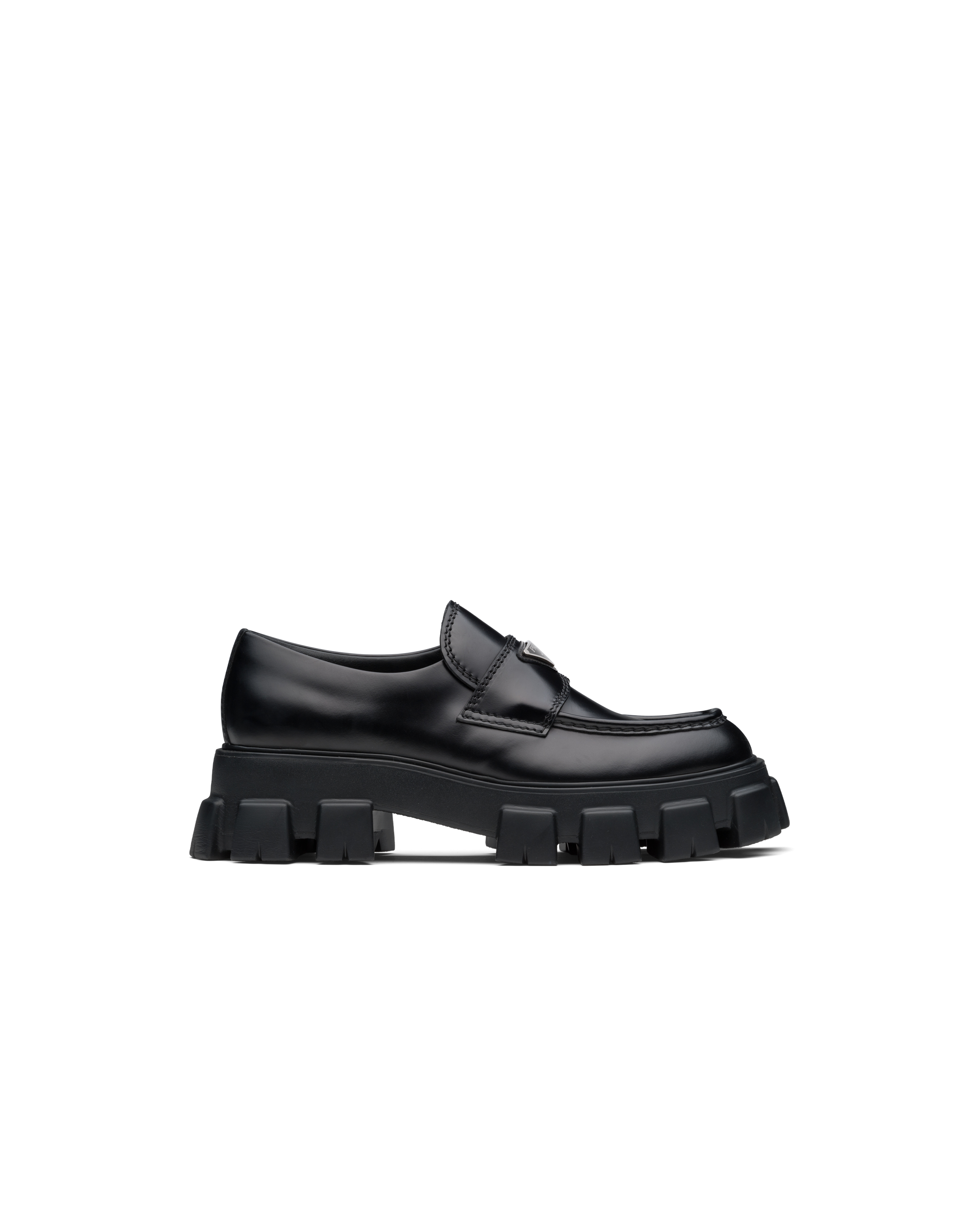 Black Monolith brushed leather loafers | Prada