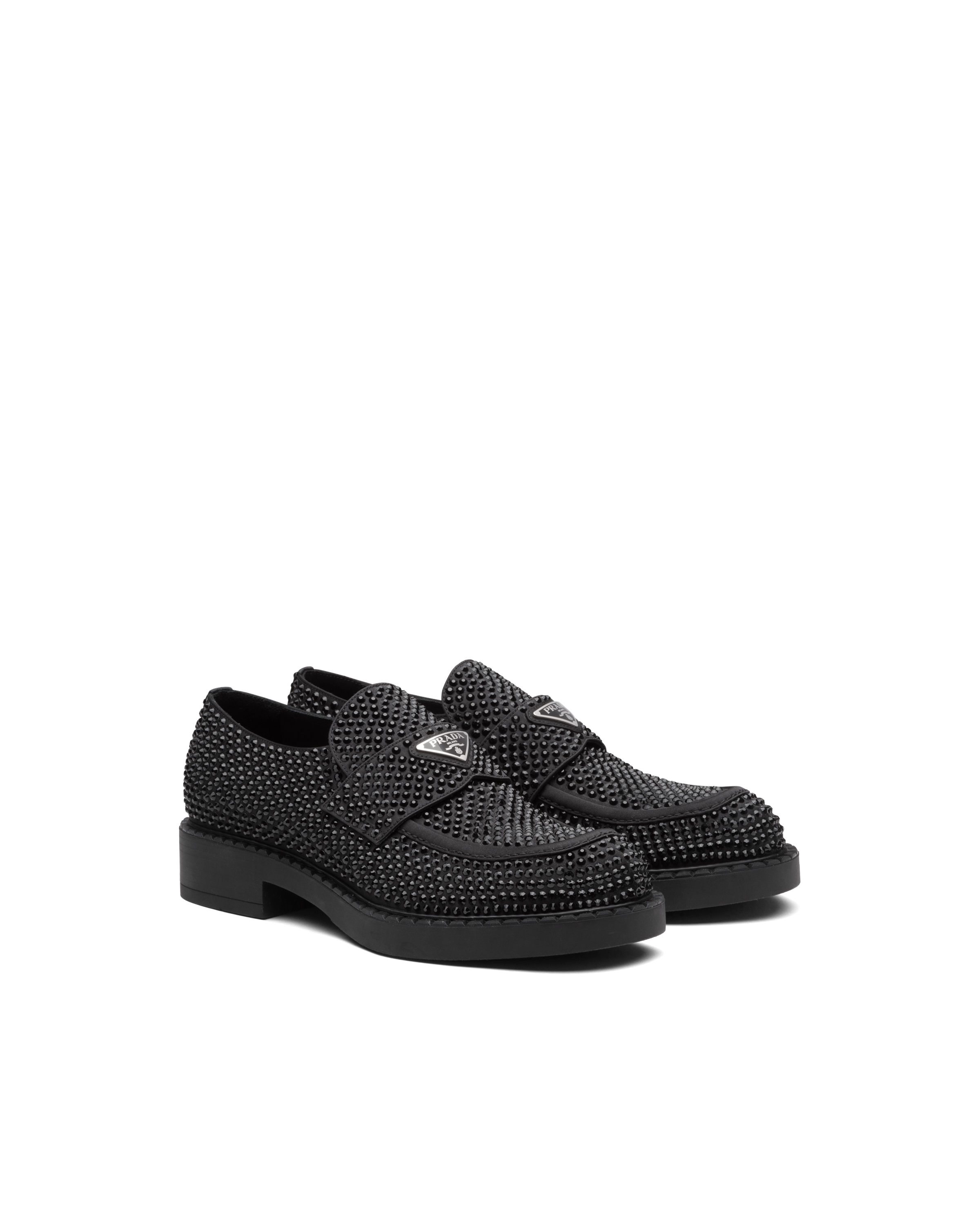 Black crystal loafers