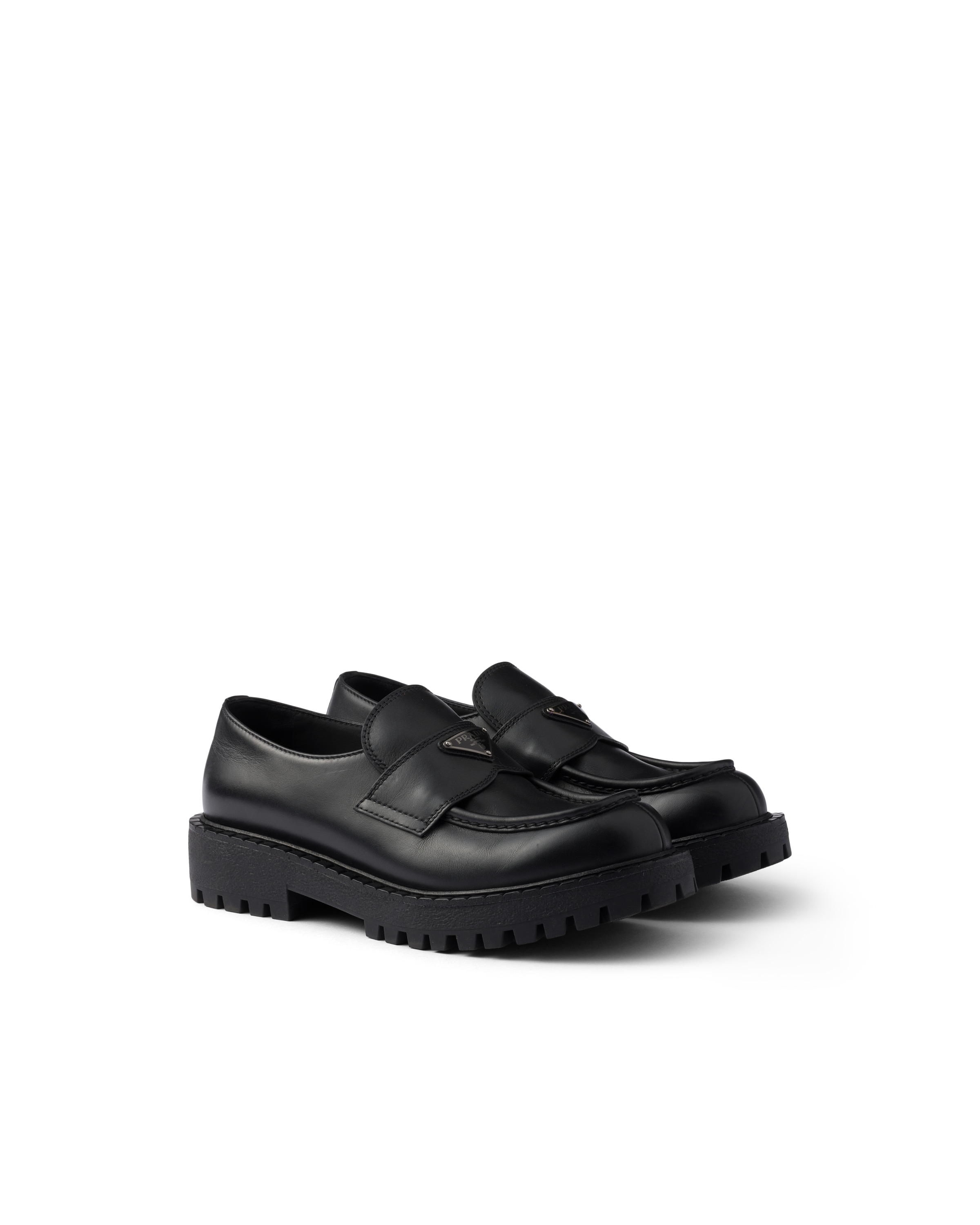 Prada Men\'s Classic Black Leather Loafers PRADA Leather Double Chocolate Loafer - 2DE148 - Black - NEW  main image 3