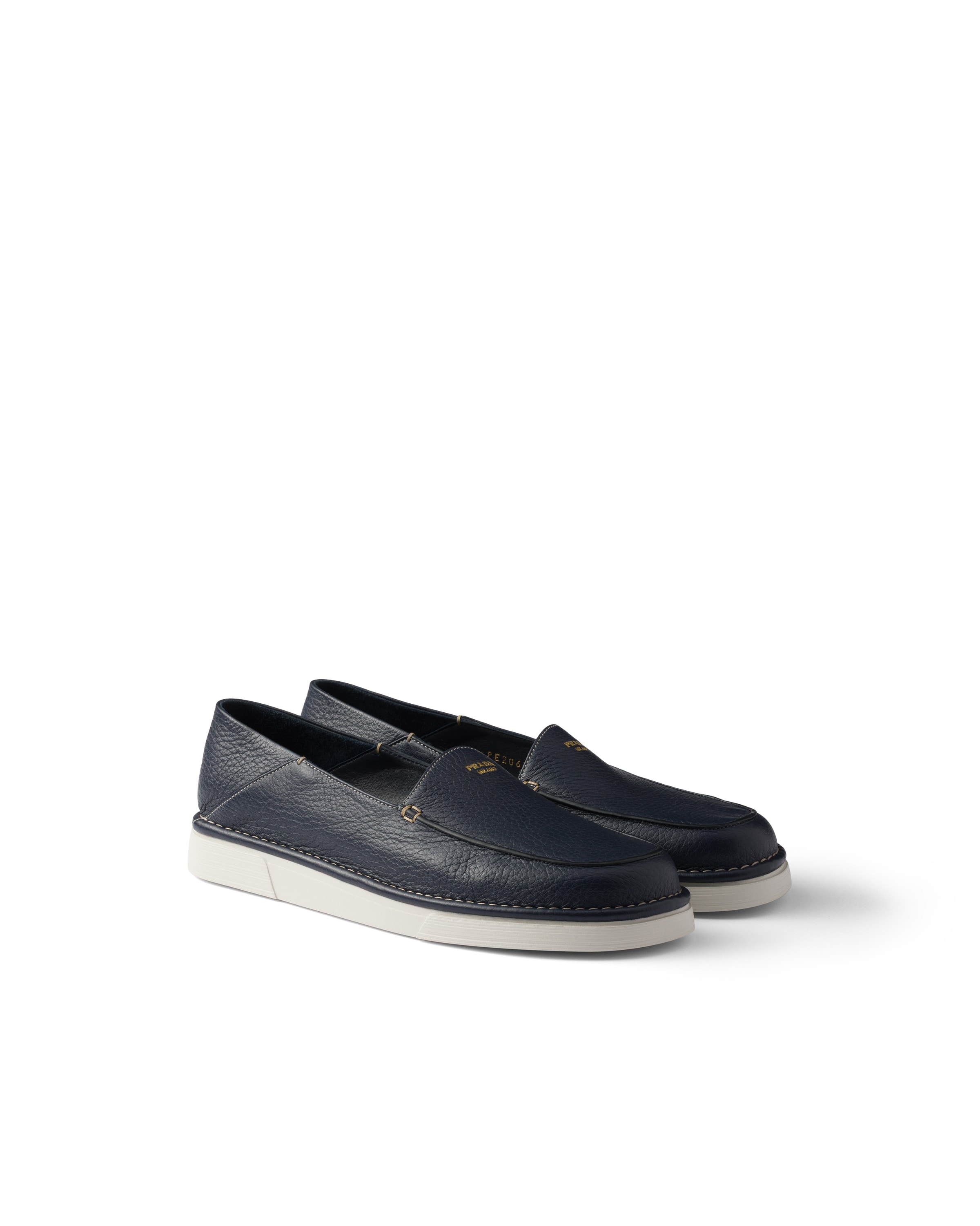 Prada Mocassins En Cuir, Homme, Bleu Baltique, Taille 5