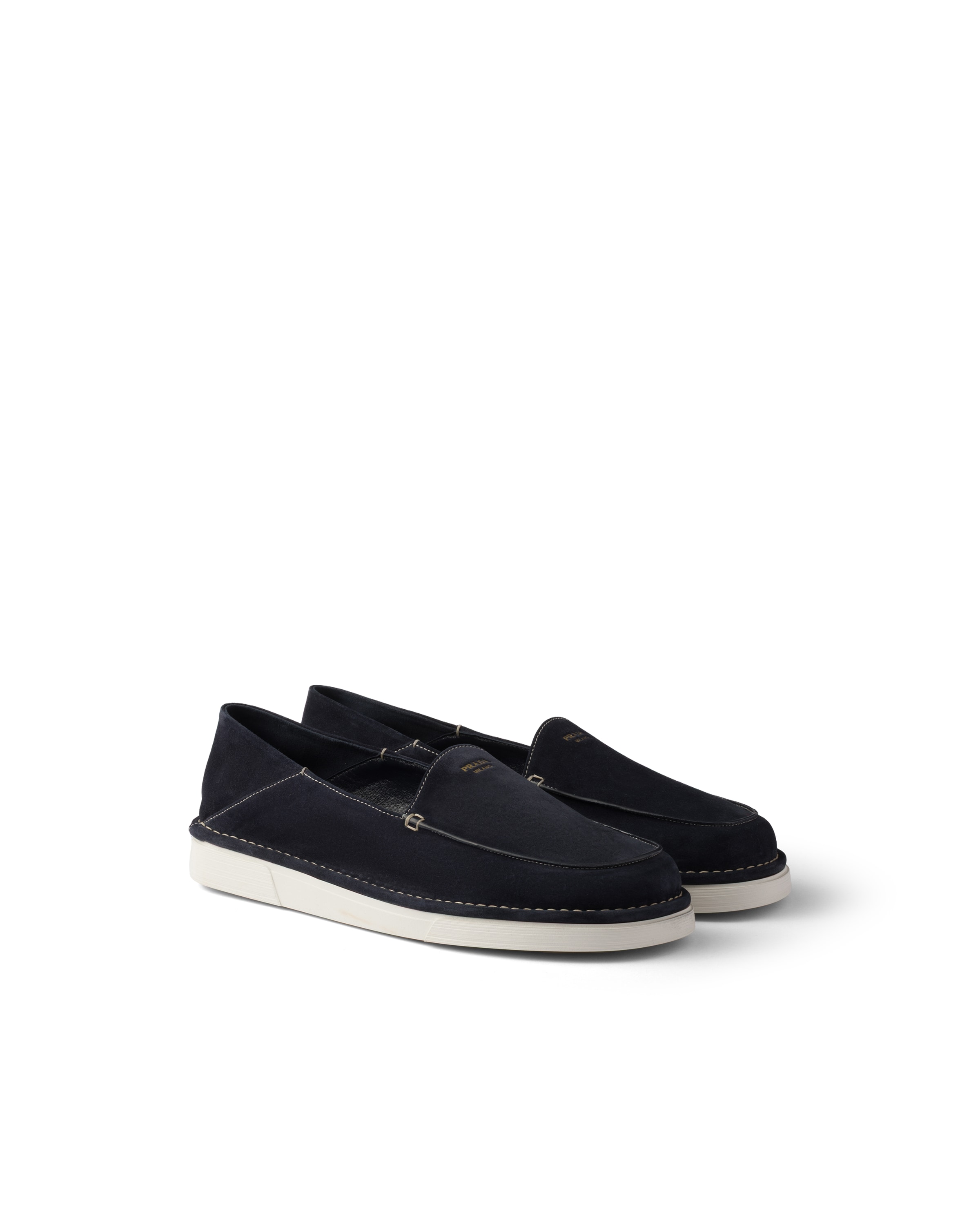 Prada Slip-ons Aus Wildleder, Herren, Blau, Größe 5,5