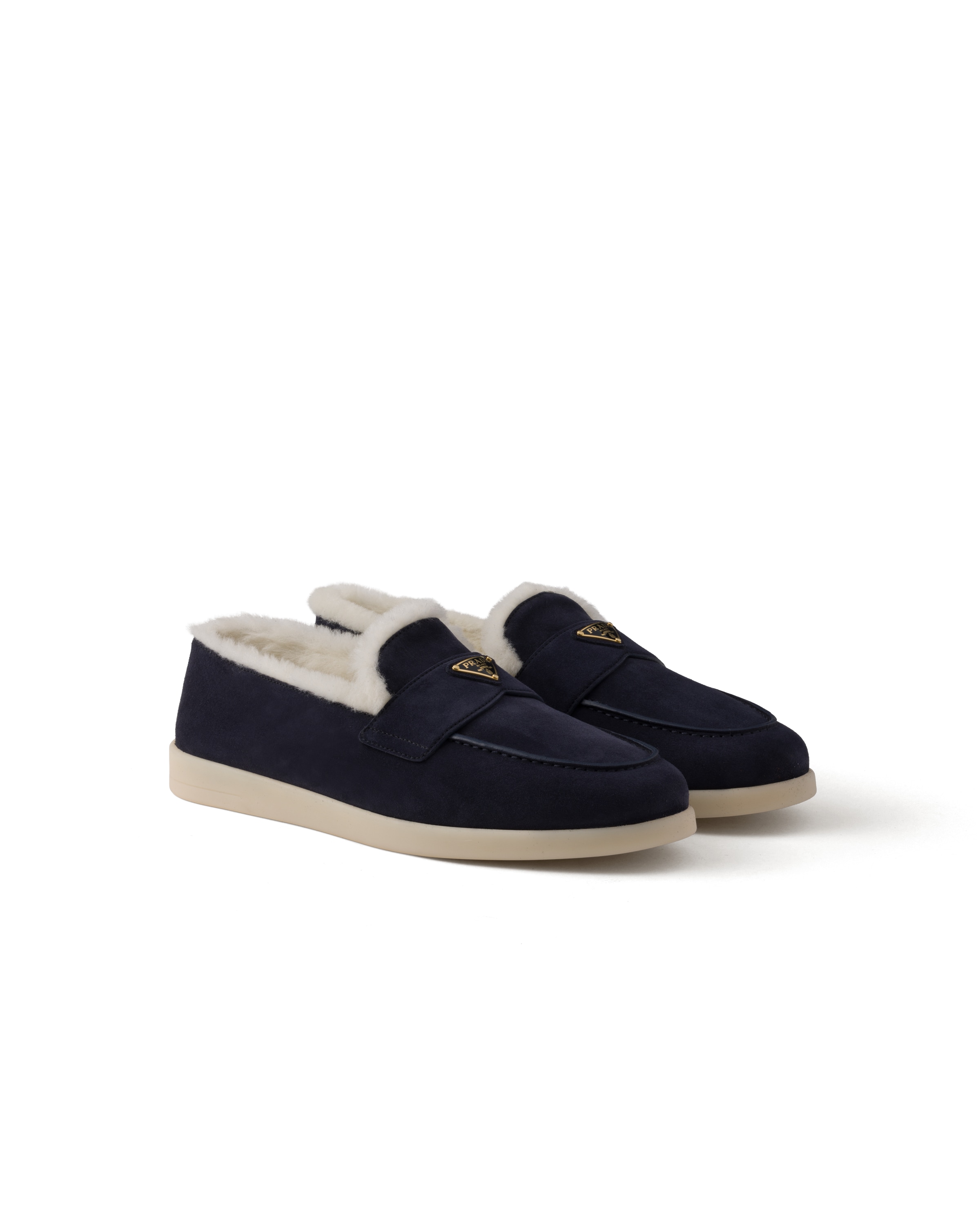 Prada Mocassins En Veau Velours, Homme, Bleu, Taille 8