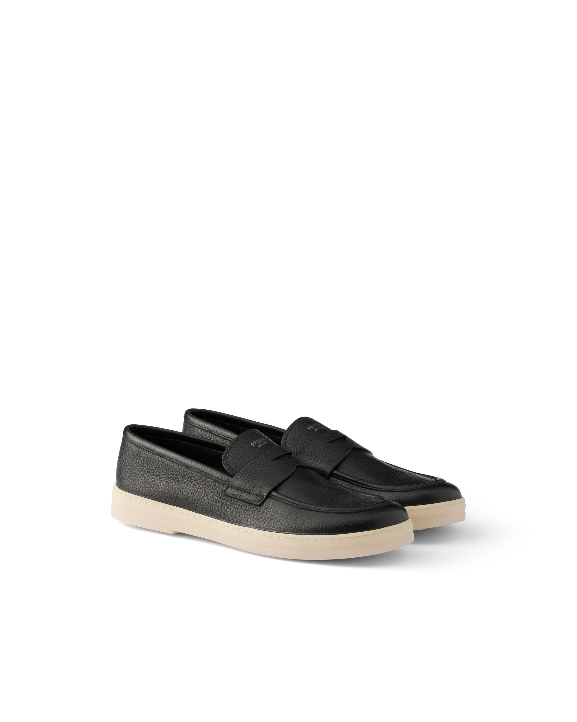 Prada Leather Loafers In Black