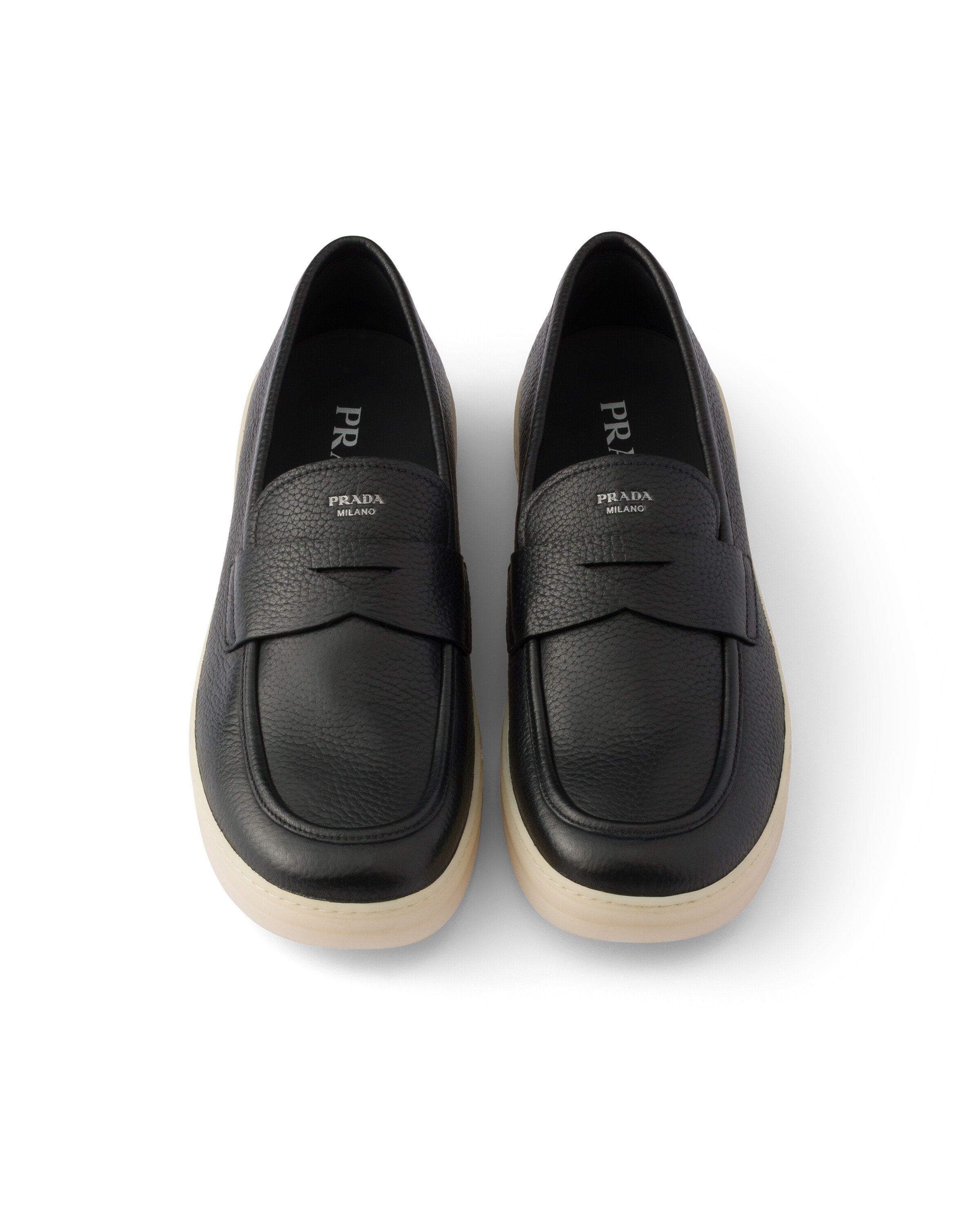 Prada Leather Loafers In Black