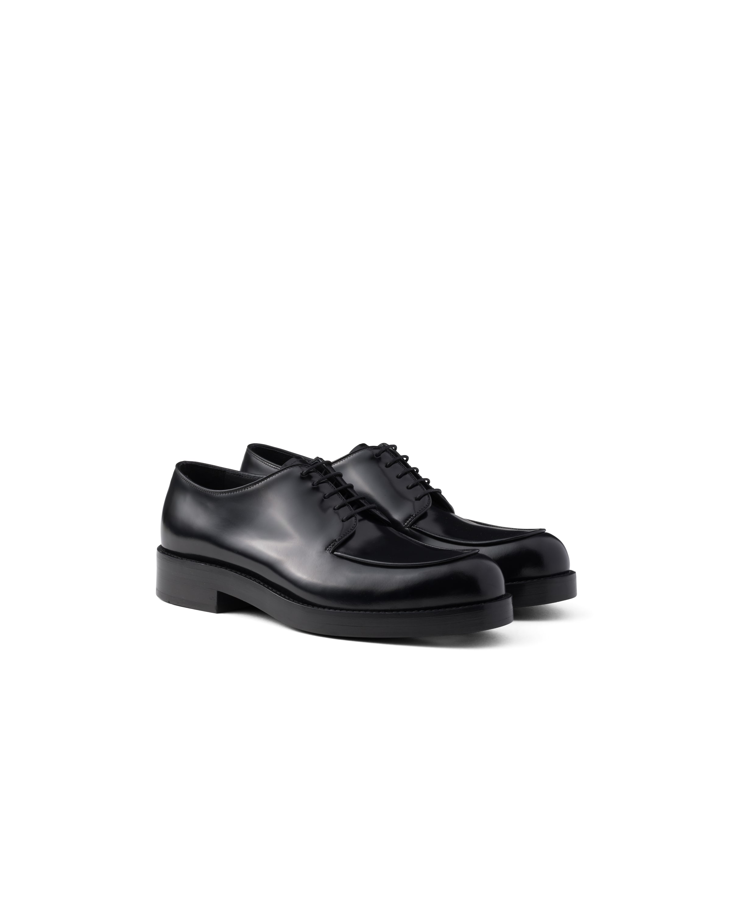 Prada Derby-schuhe Aus Gebürstetem Leder, Herren, Schwarz, Größe 11