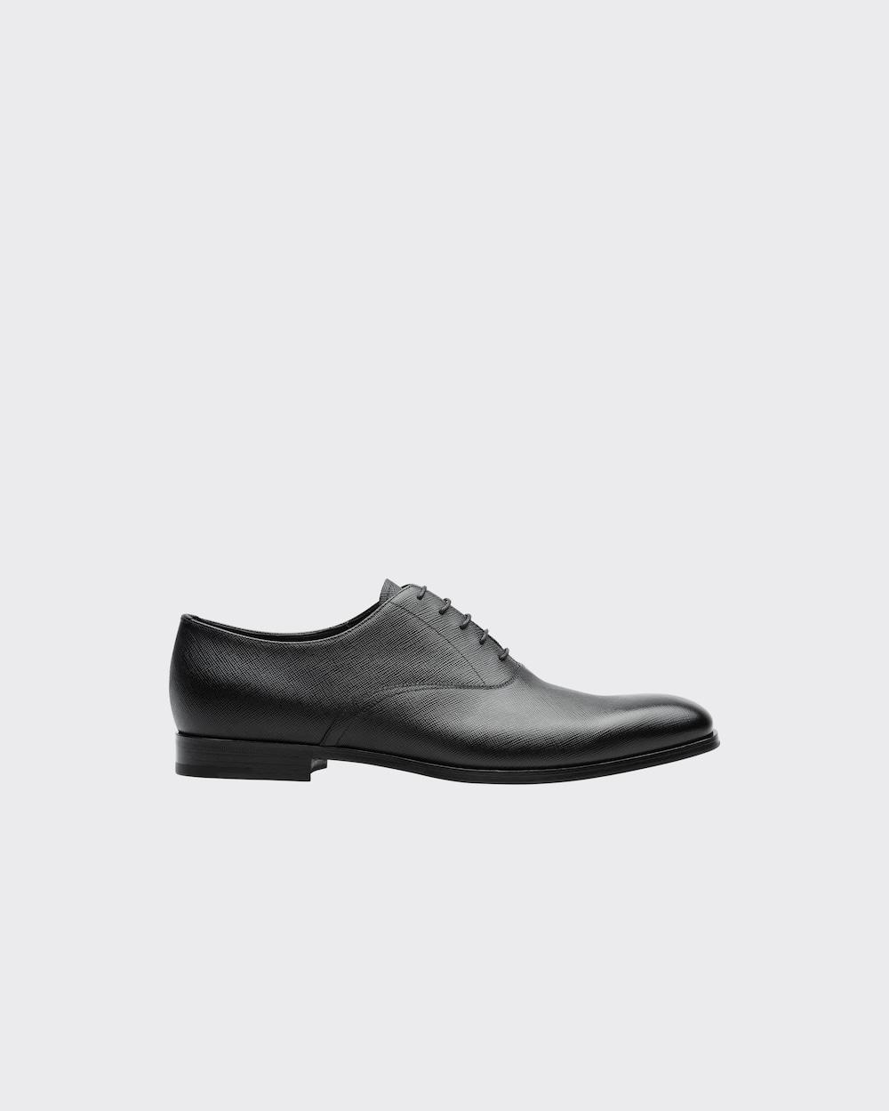 Prada Smooth Saffiano Leather Oxford Shoes, Men, Black, Size 8.5
