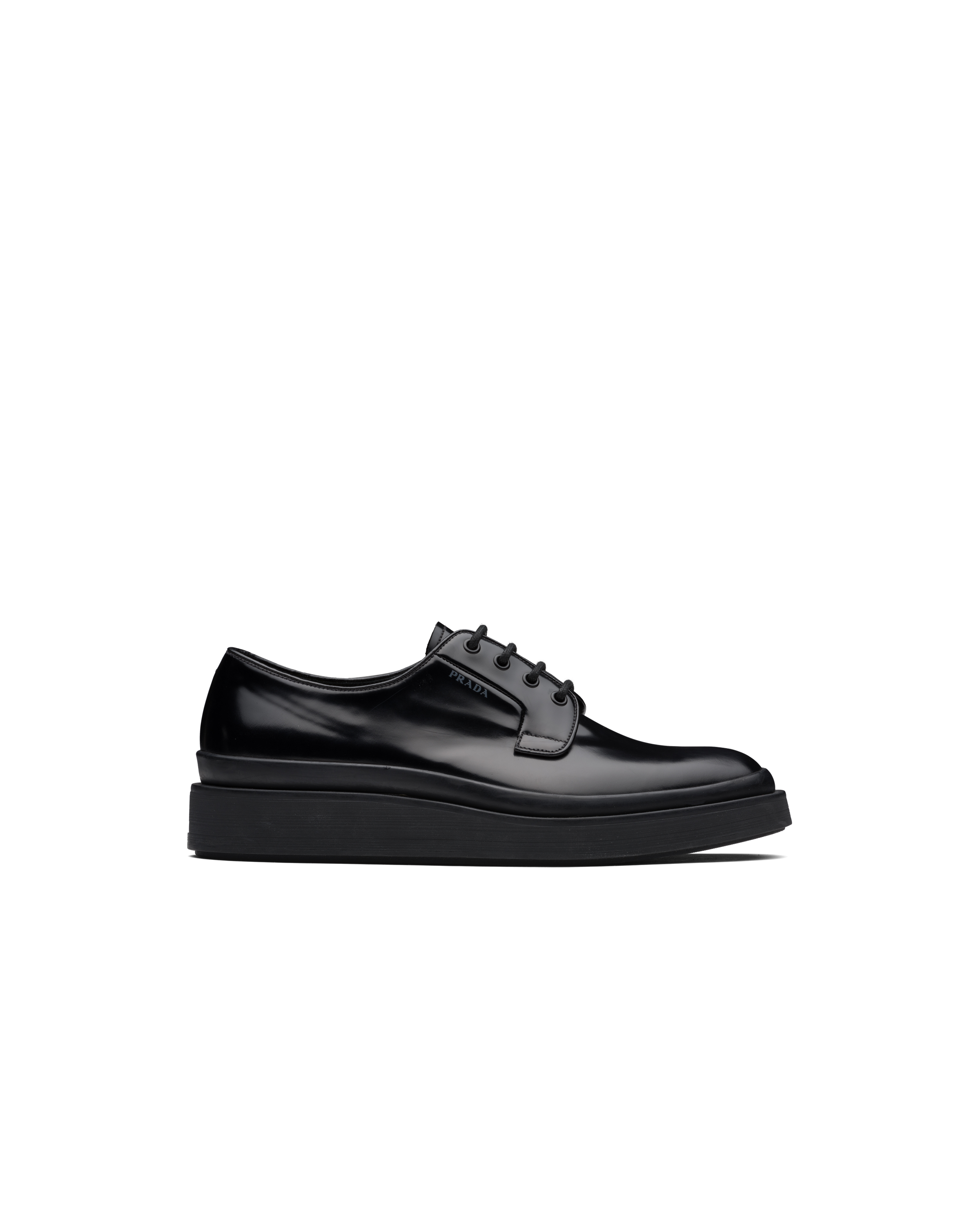Prada brushed leather laced derby shoes clearance