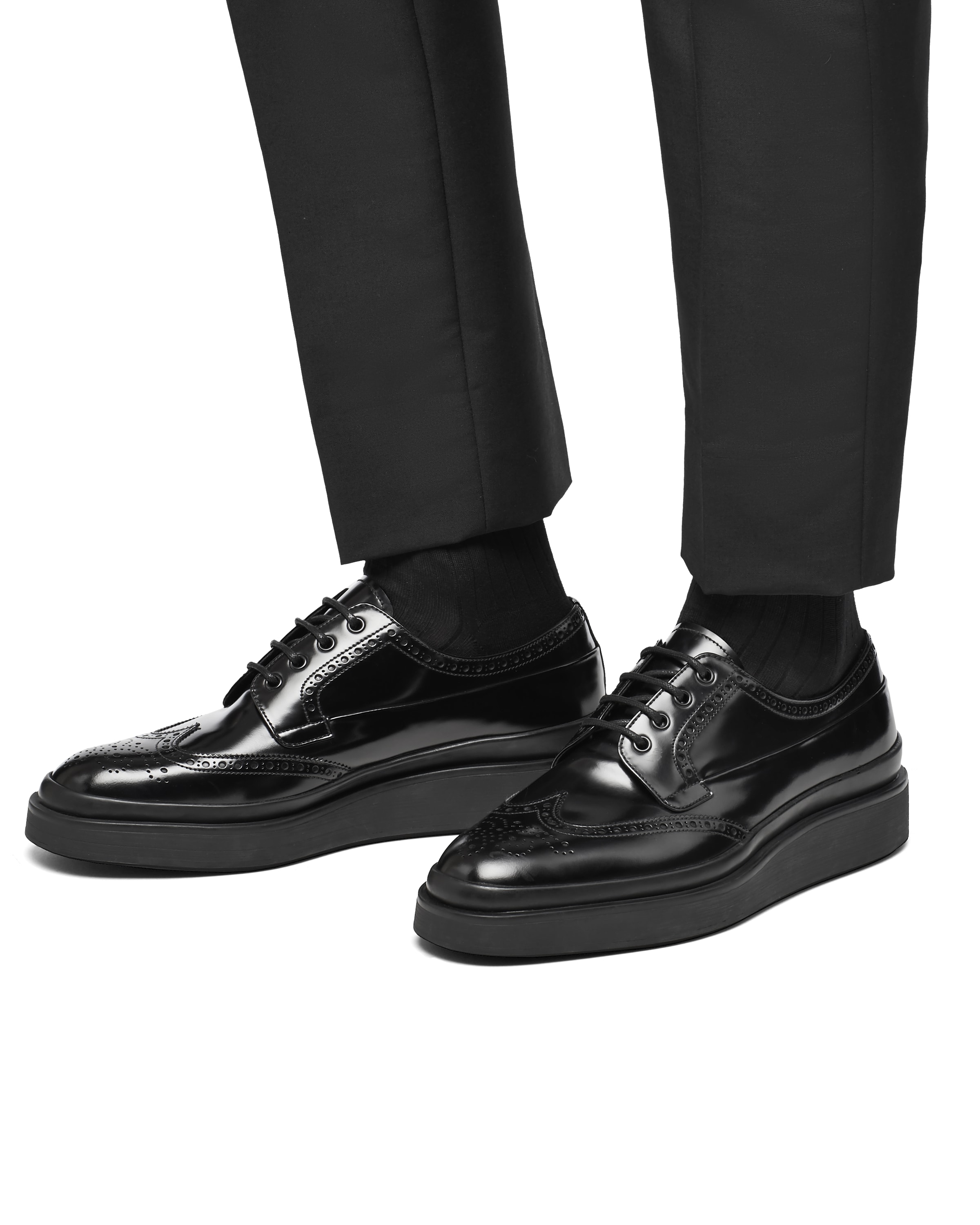 Brushed Leather Derby Shoes Prada
