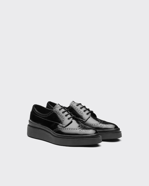 Prada Brushed Leather Derby Brogue Shoes 1