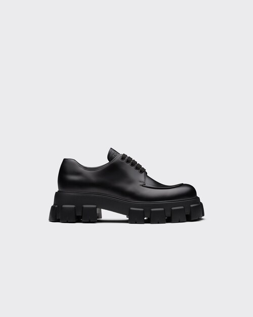 Prada Chaussures à lacets Monolith en cuir brossé 2