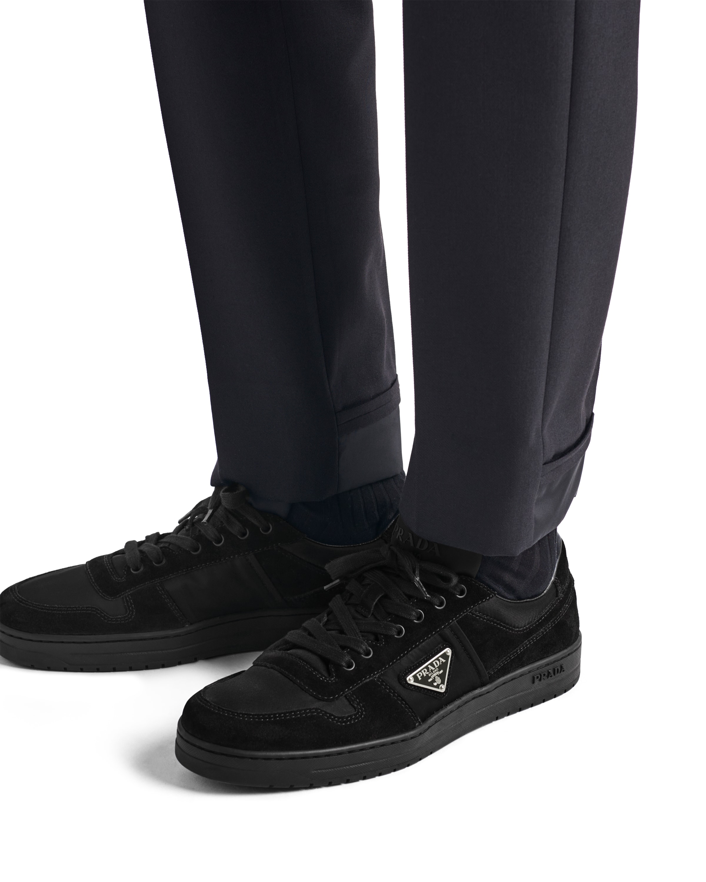 Prada Downtown Logo Low Top Sneaker In Black