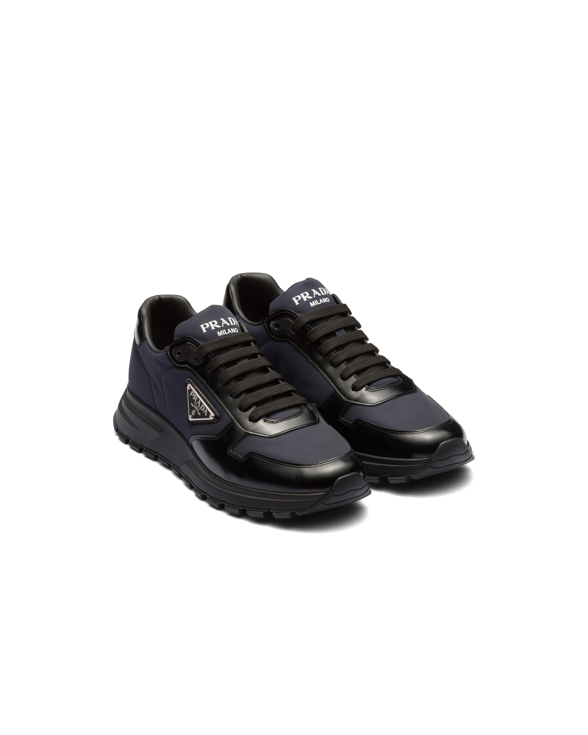 Prada Prax 01 Re-nylon And Brushed Leather Sneakers, Men, Blue/black, Size 5