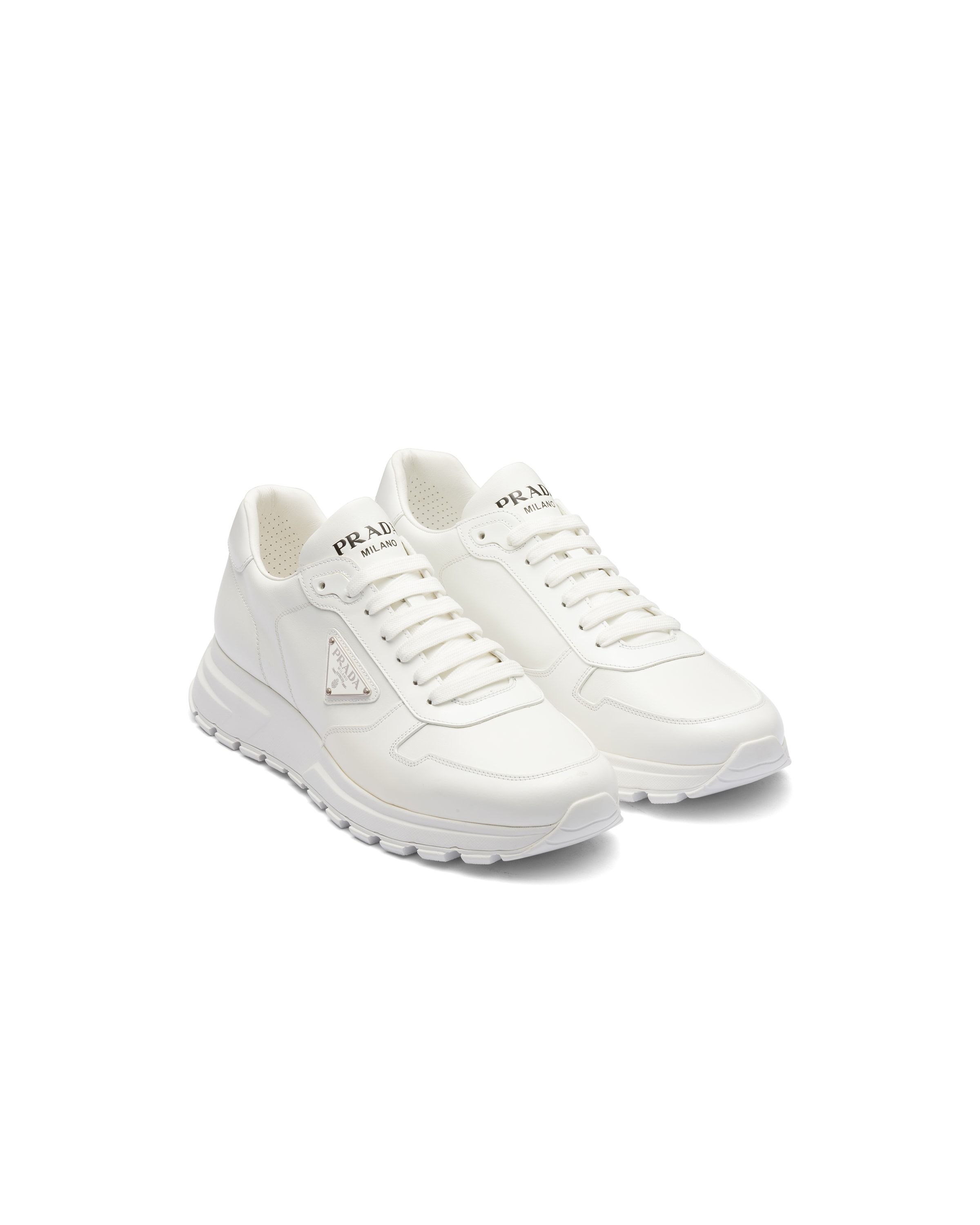 Prada Baskets Prax 01 En Cuir, Homme, Blanc, Taille 7,5