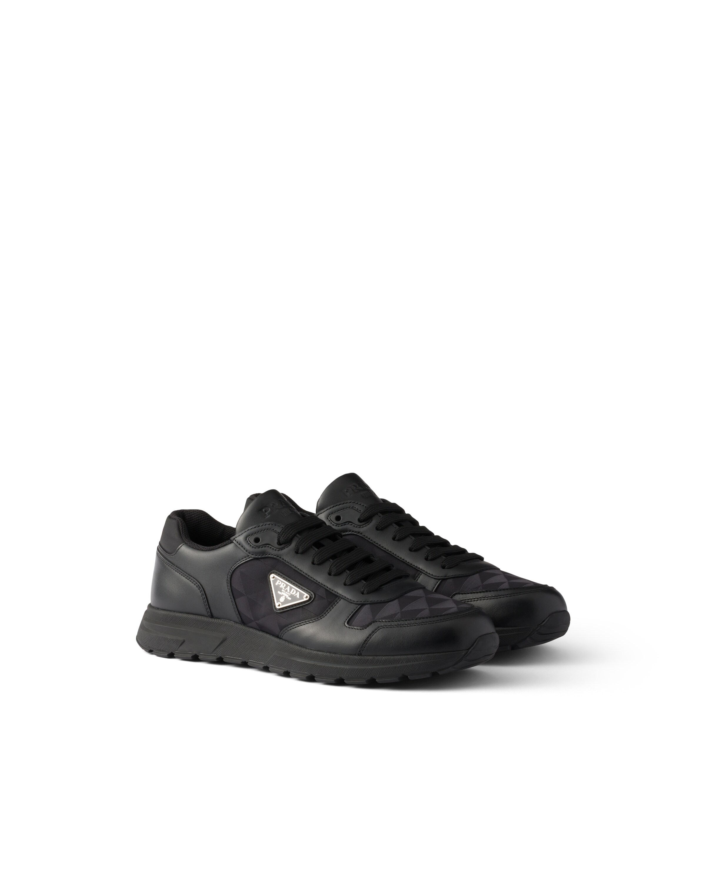 Prada Re-nylon And Leather Prax 2.0 Low-top Sneakers In Black