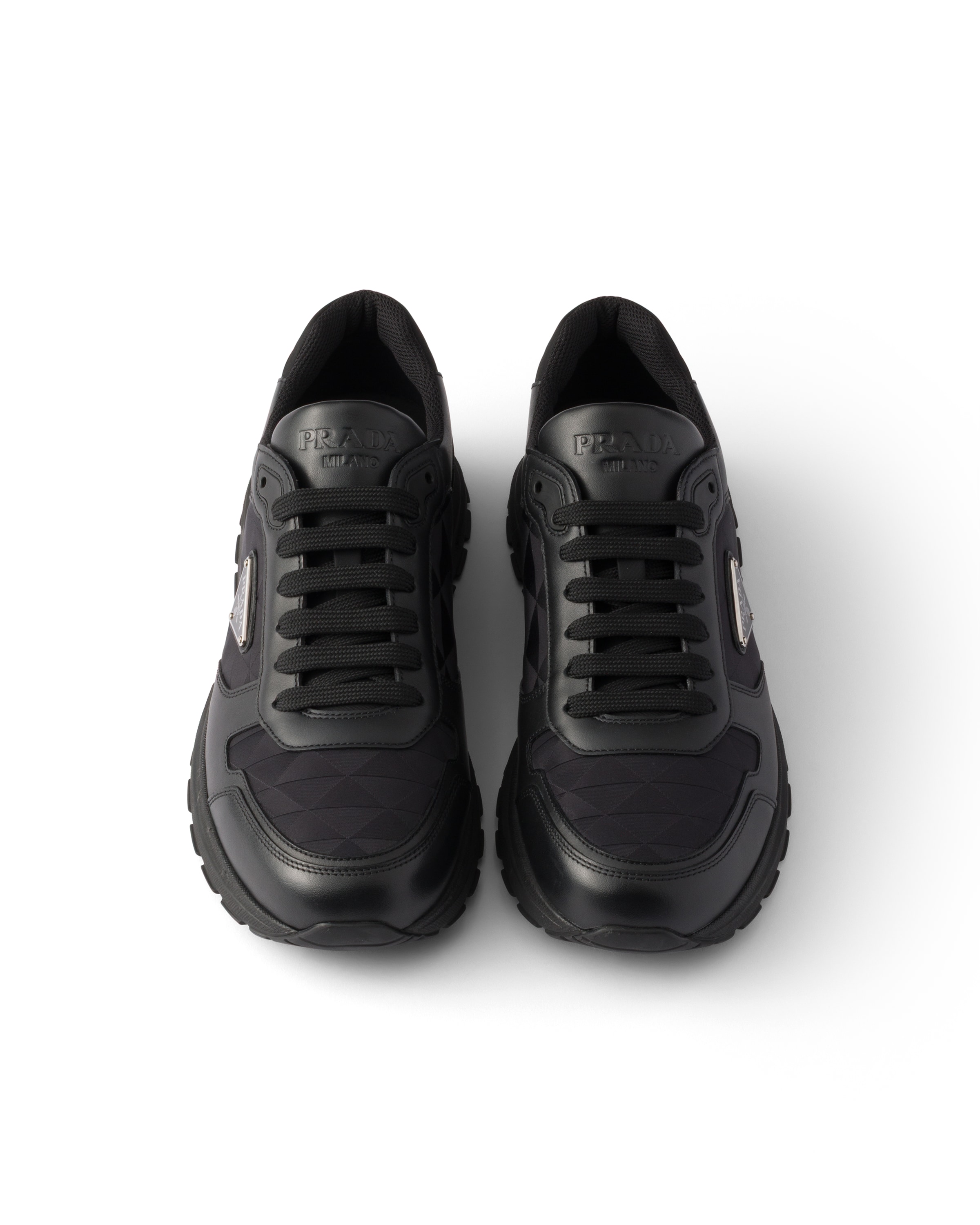 Prada Re-nylon And Leather Prax 2.0 Low-top Sneakers In Black