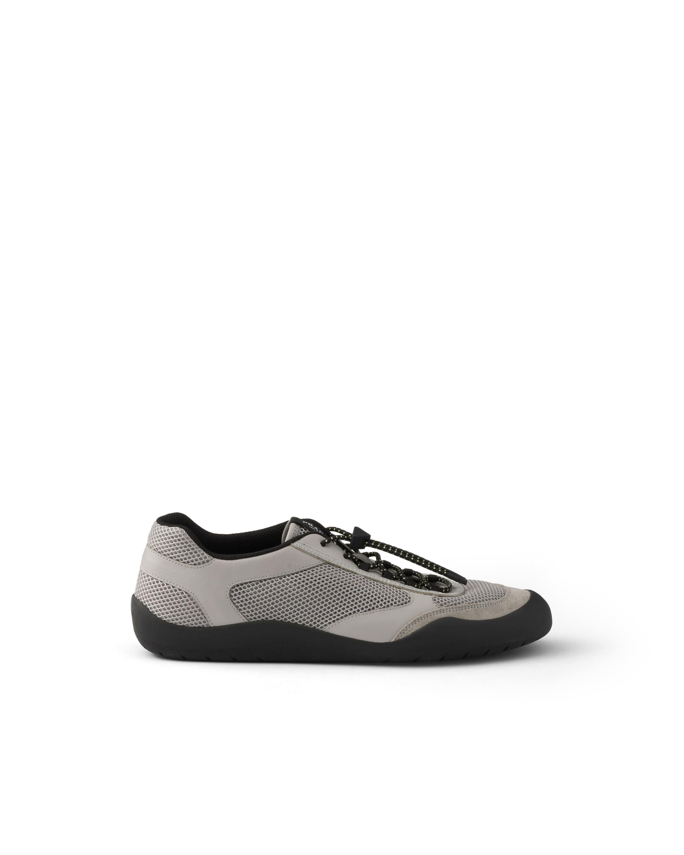 Prada Mesh Panel Sneakers Rubber Sole Design In Gray