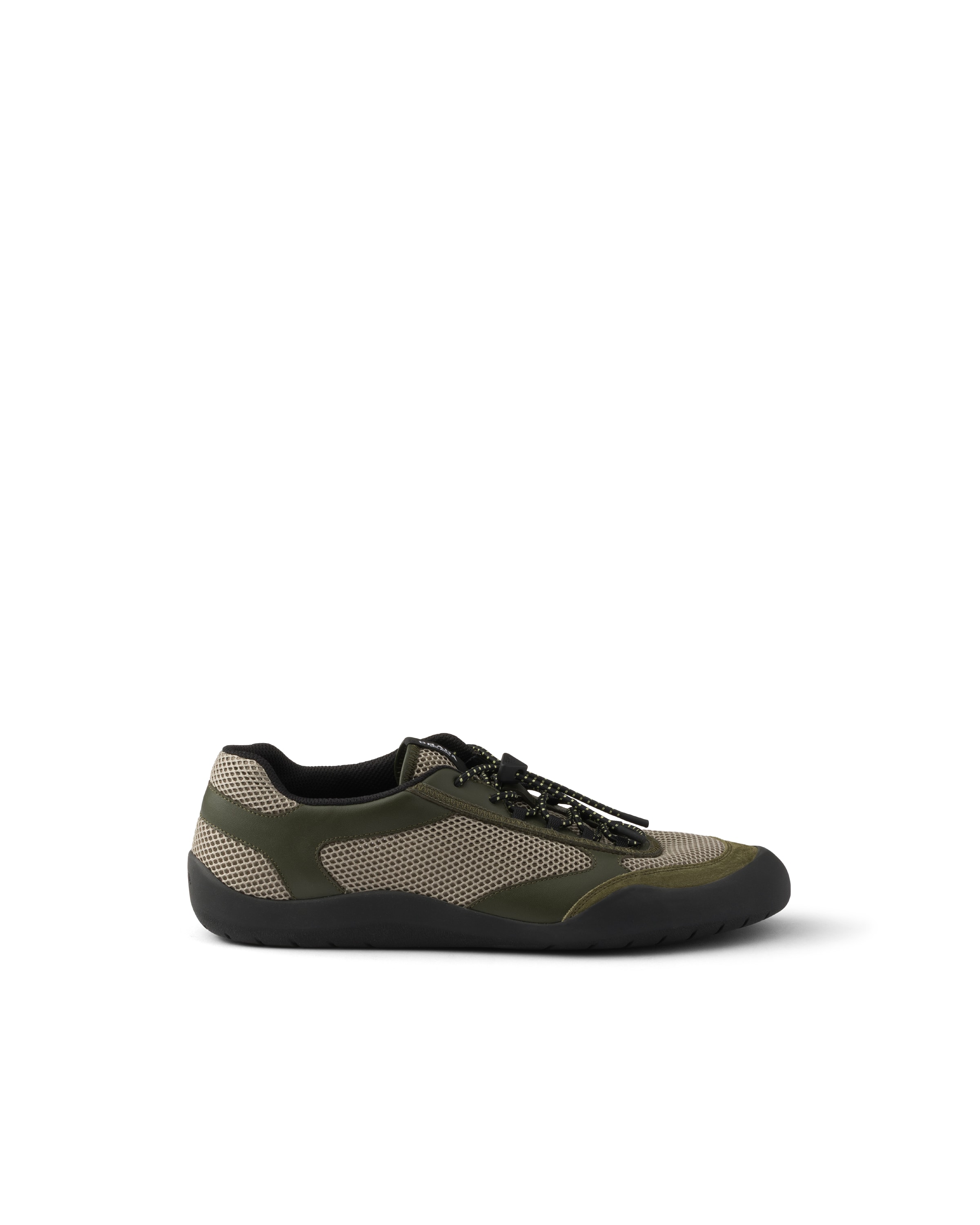 Prada Sneakers Speedrock In Leather And Mesh Fabric In Green