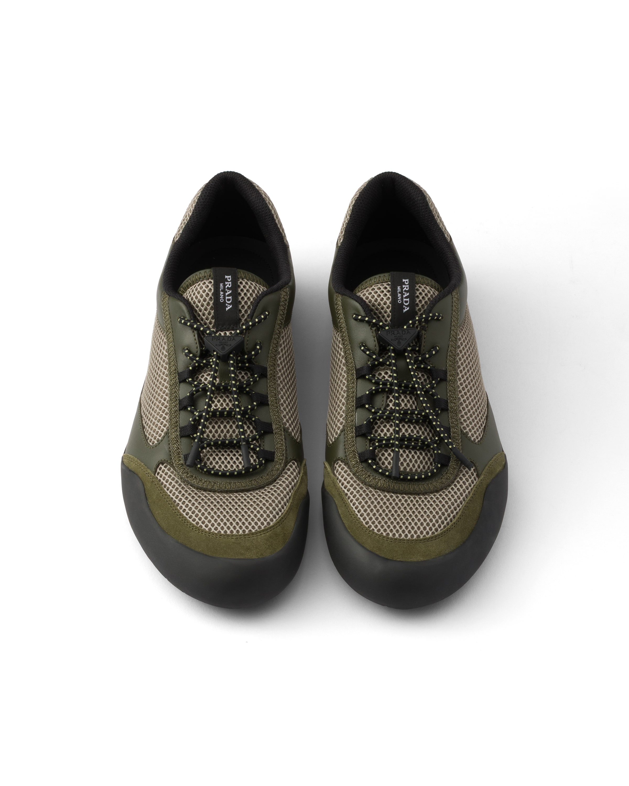 Prada Sneakers Speedrock In Leather And Mesh Fabric In Green