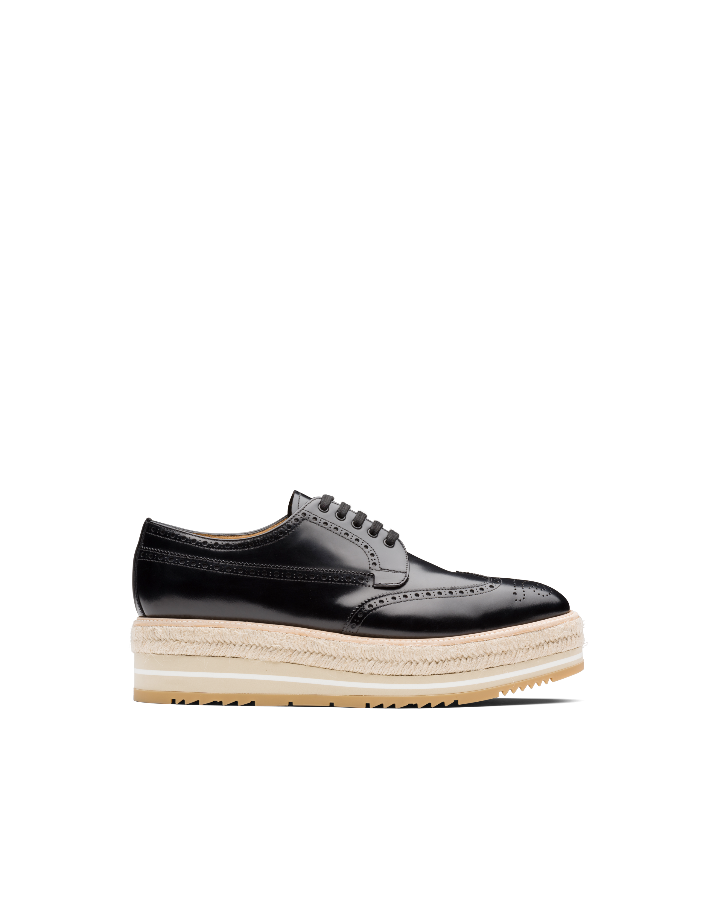 brushed leather derby shoes prada