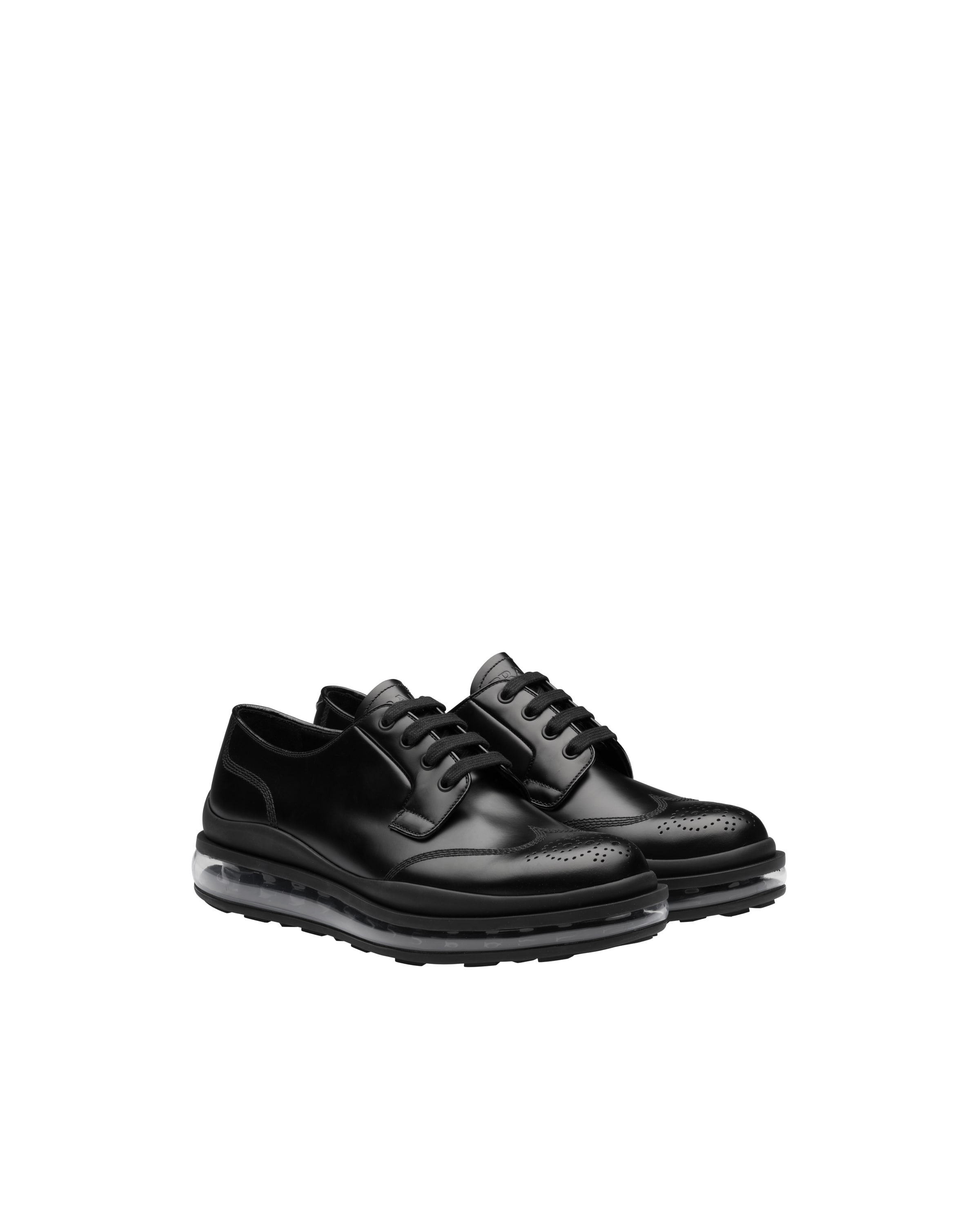 Brushed Leather Derby Shoes Prada