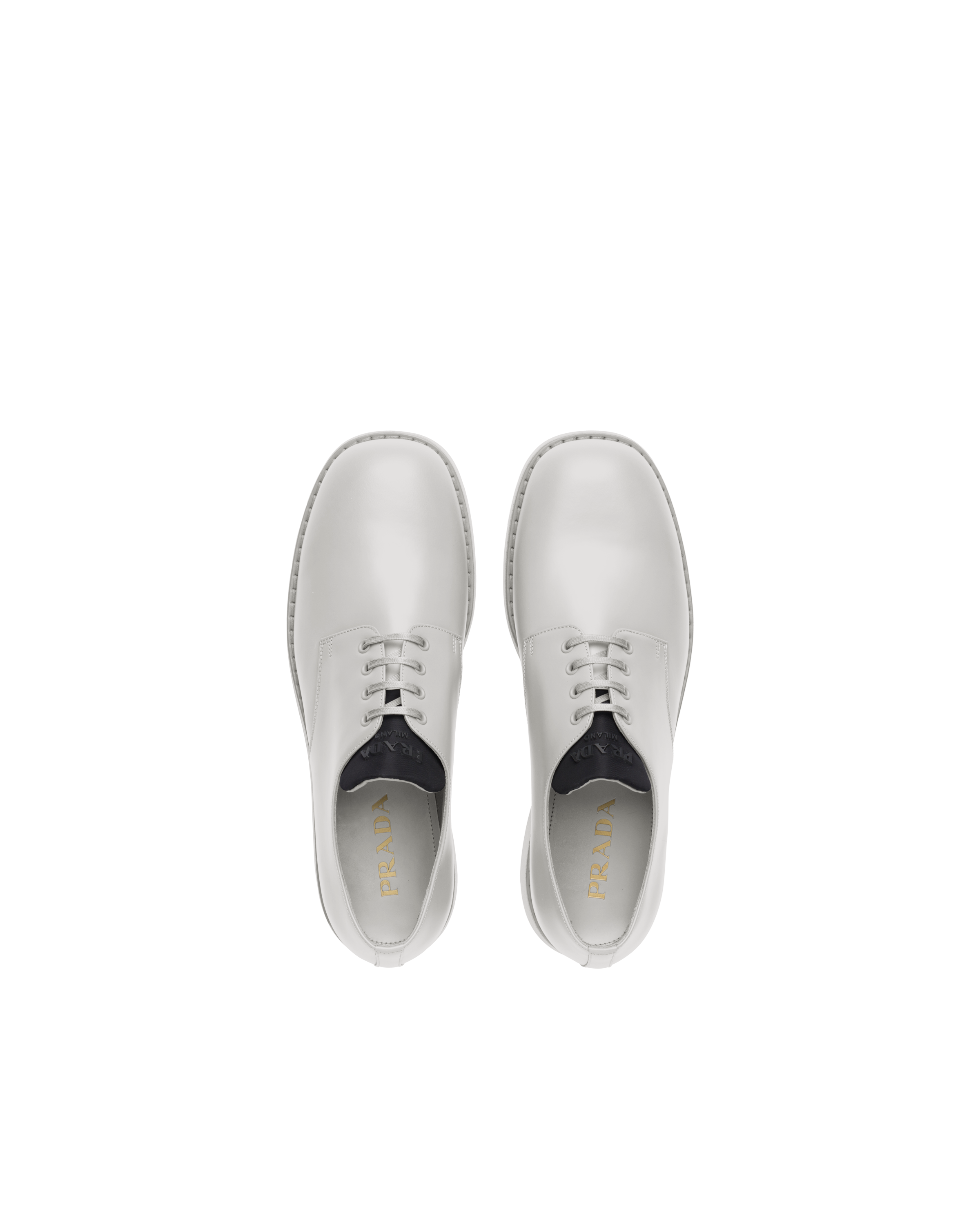 brushed leather derby shoes prada