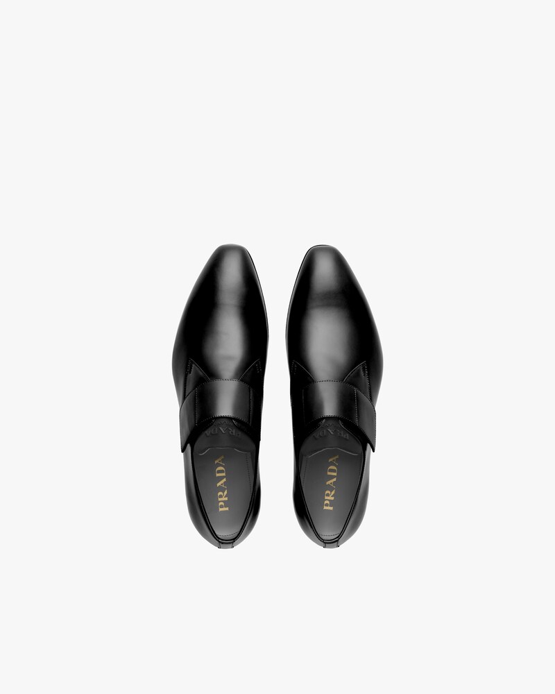 prada brushed leather derby shoes