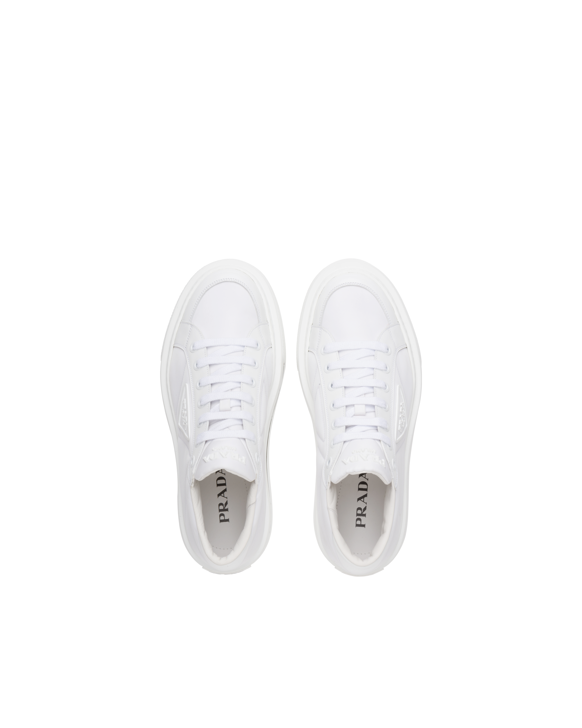 prada macro leather and nylon sneakers