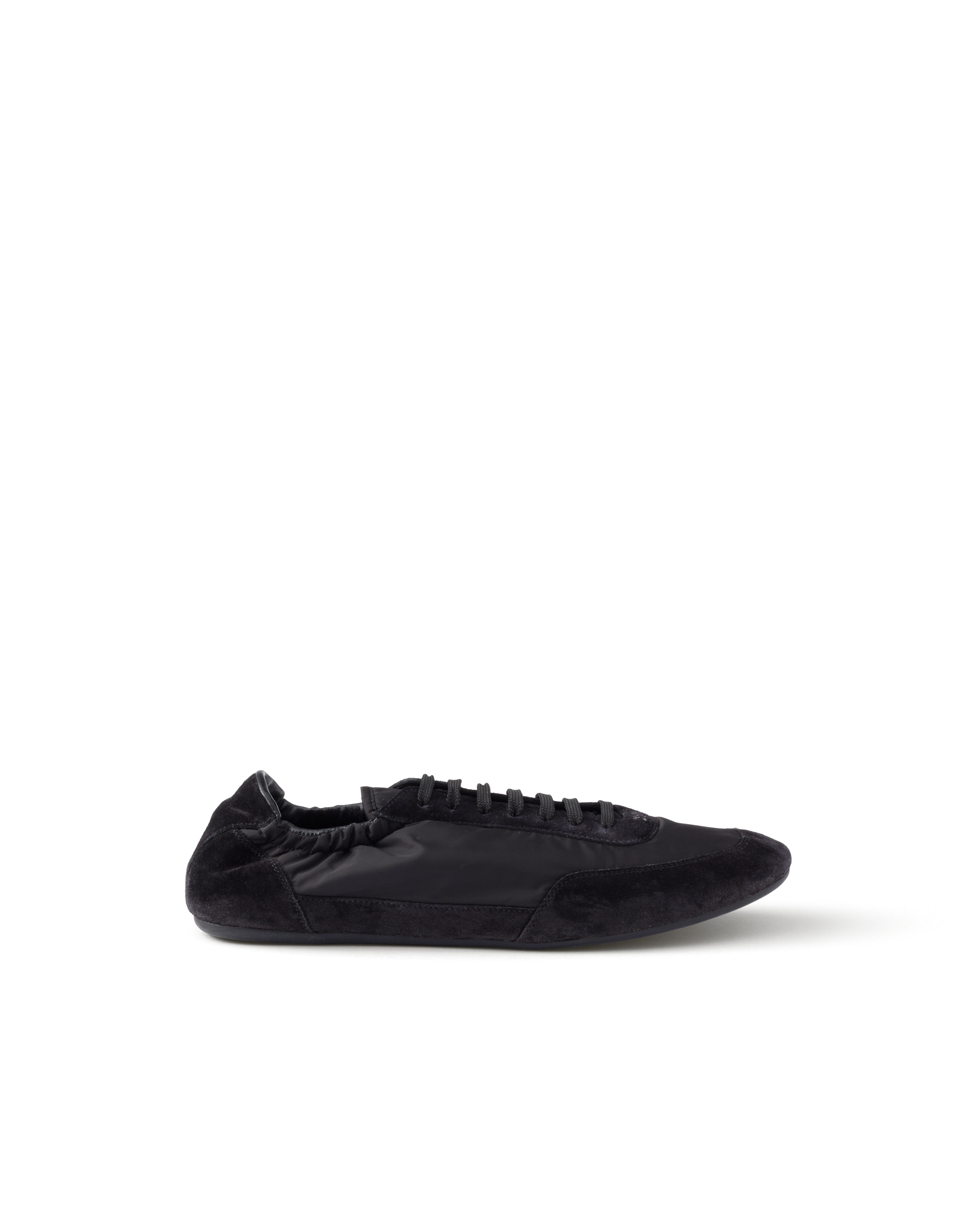 Prada Collapse Re-nylon And Suede Elasticized Sneakers In Black