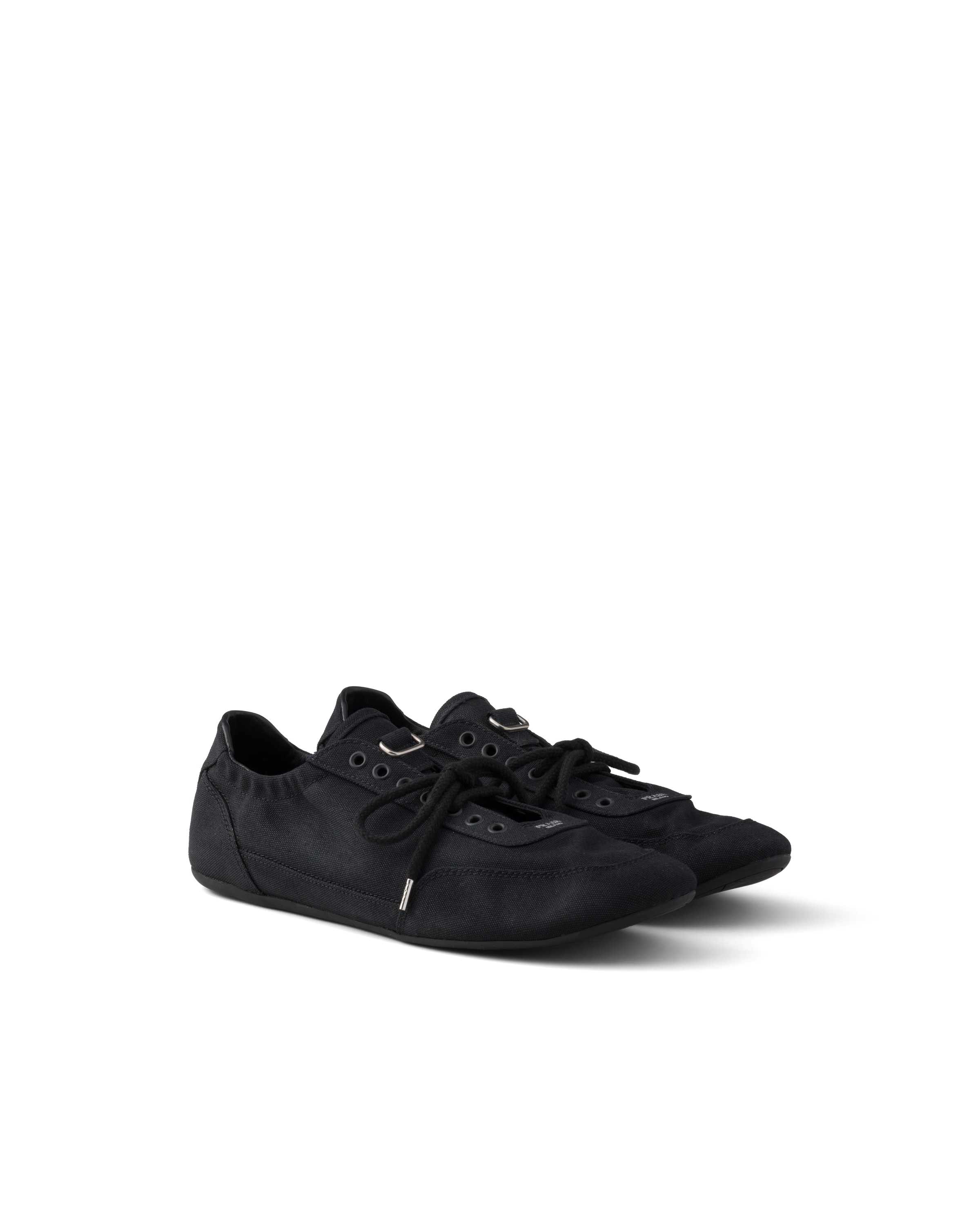 Prada Men's Collapse Canvas Sneakers In Black
