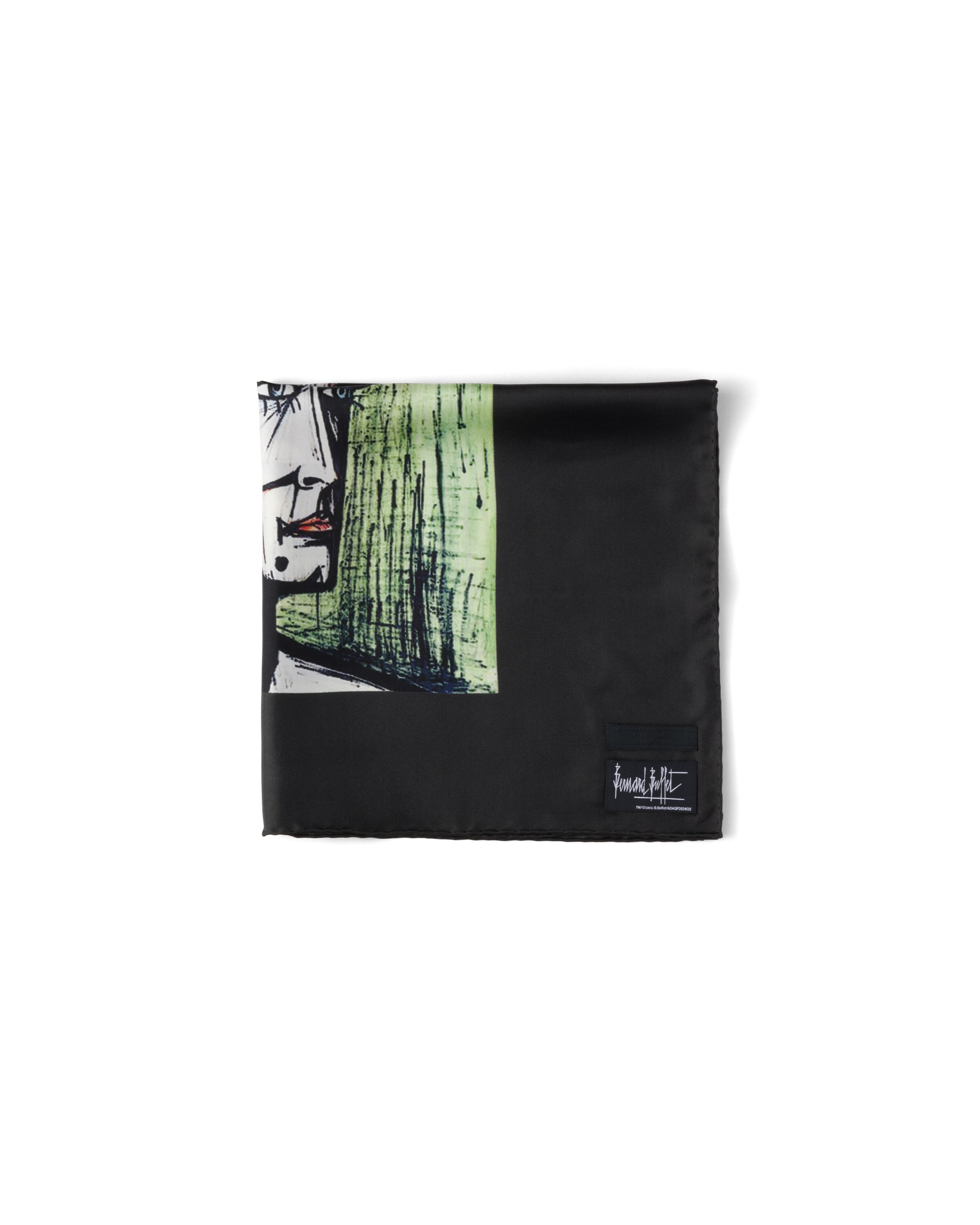Prada Foulard En Sergé De Soie Imprimé, Homme, Gris Foncé