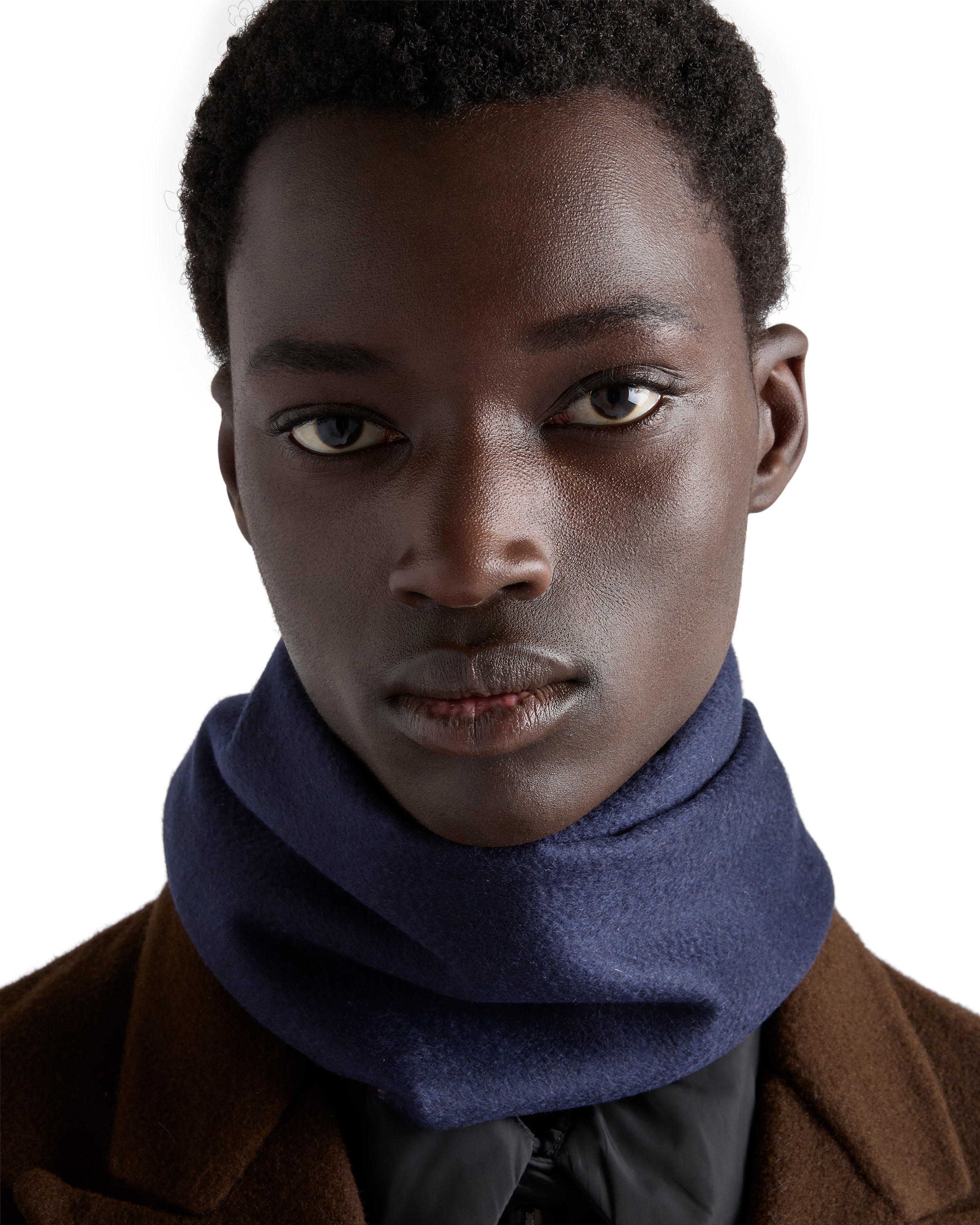 Prada Sciarpa Double In Cashmere, Uomo, Blu/cammello