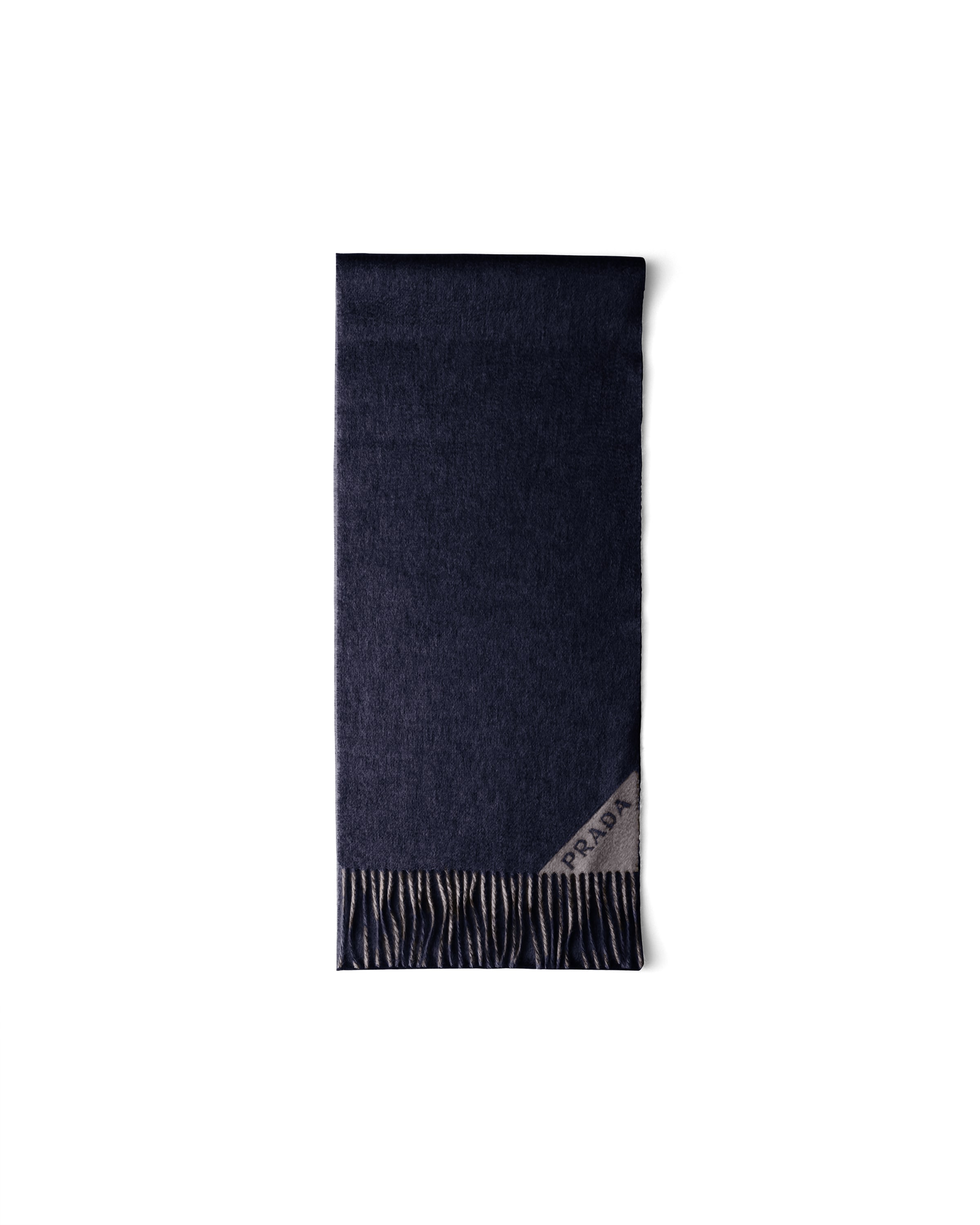 Prada Sciarpa Double In Cashmere, Uomo, Blu/ardesia
