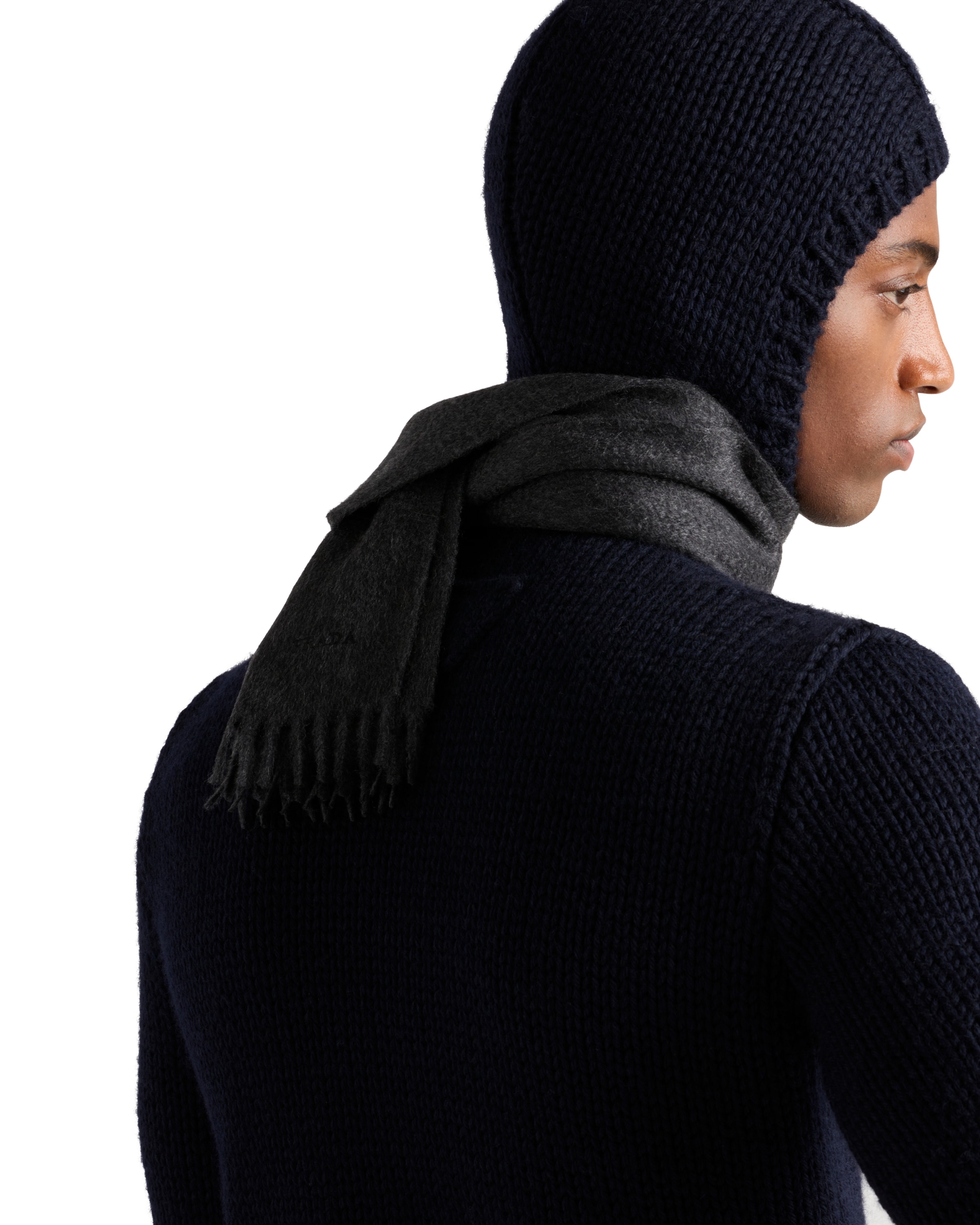 Prada Sciarpa In Cashmere, Uomo, Antracite