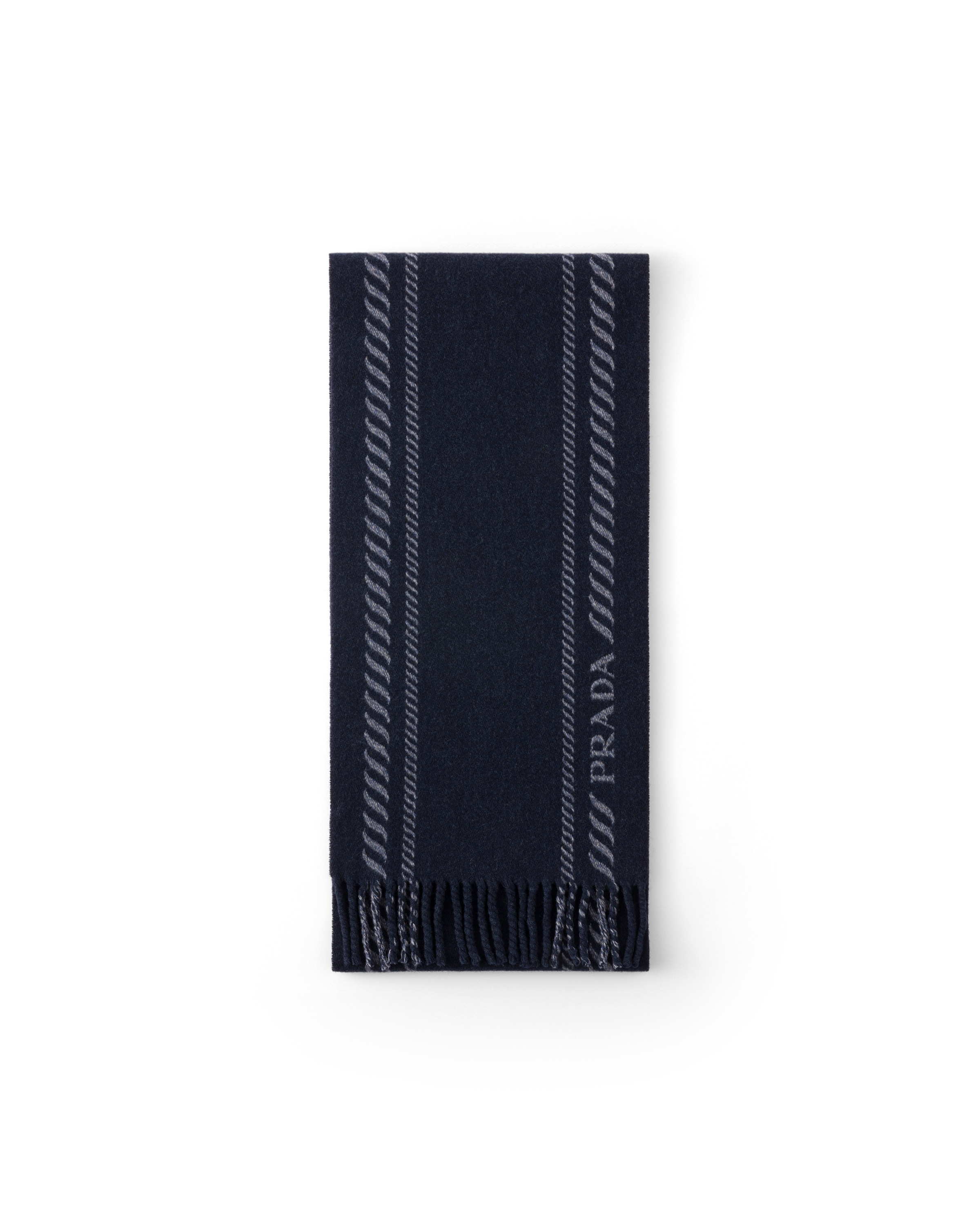 Prada Sciarpa In Lana E Cashmere, Uomo, Blu